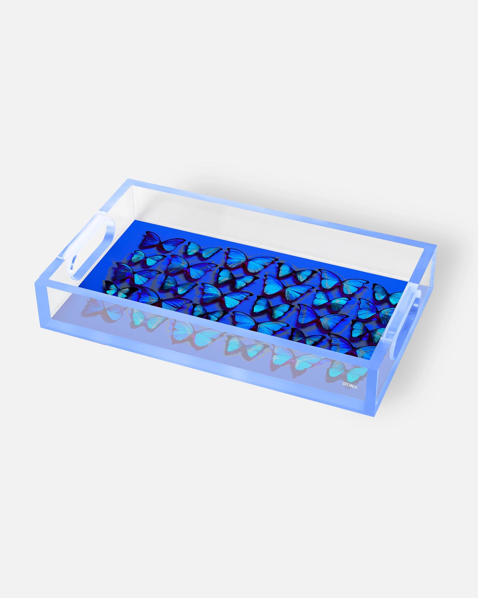 Cobalt Midnight Blues — rectangle acrylic tray by David Stesner ArtHouse — flat lay