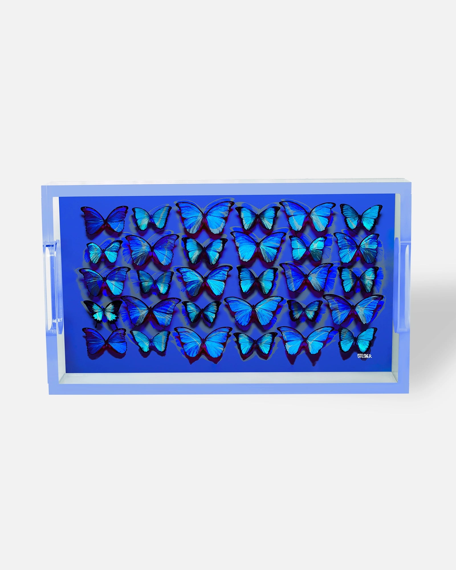 Cobalt Midnight Blues — rectangle acrylic tray by David Stesner ArtHouse — front view
