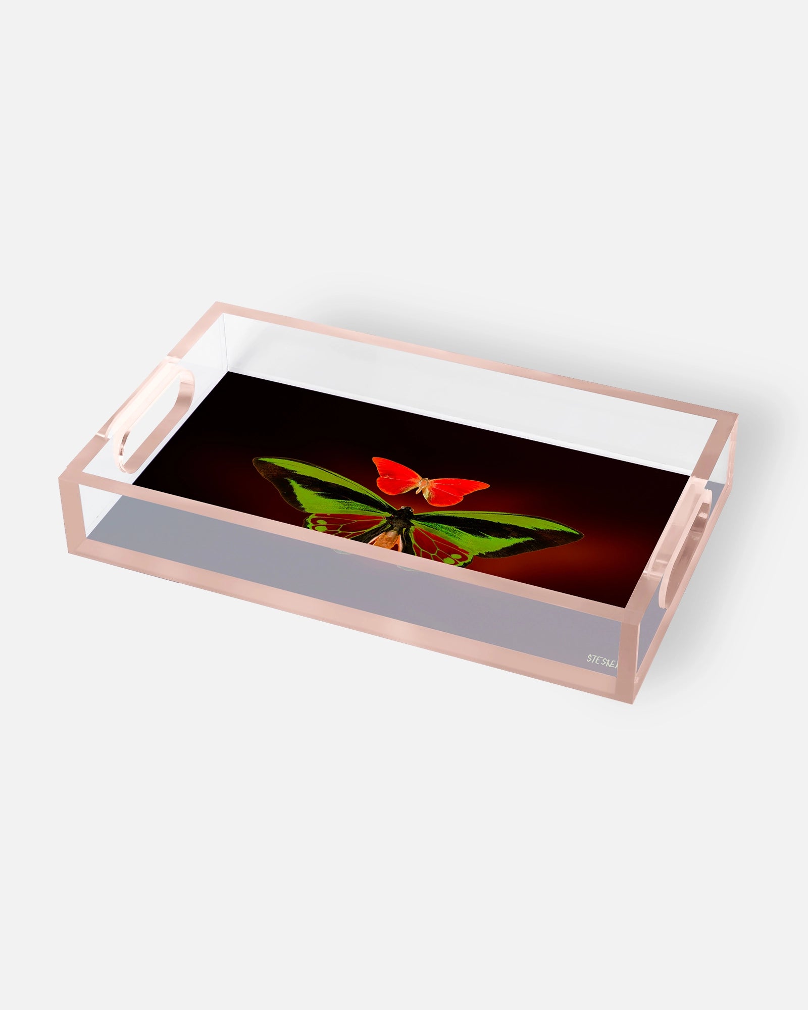 Twilight Embrace by David Stesner ArtHouse — multicolor purple rectangle acrylic trays, side angle