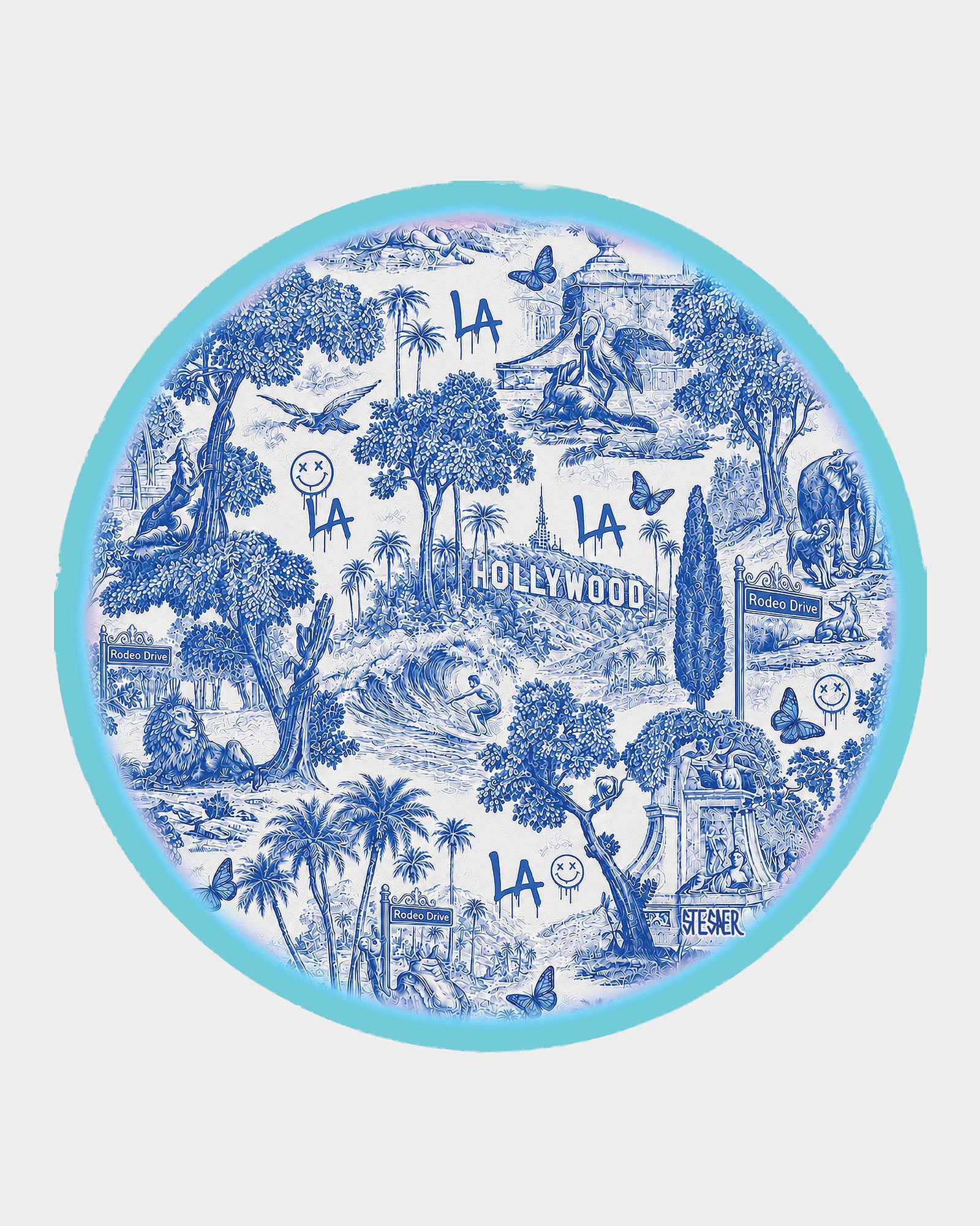 Urban Pop Toile — Round Acrylic Keepsake Box