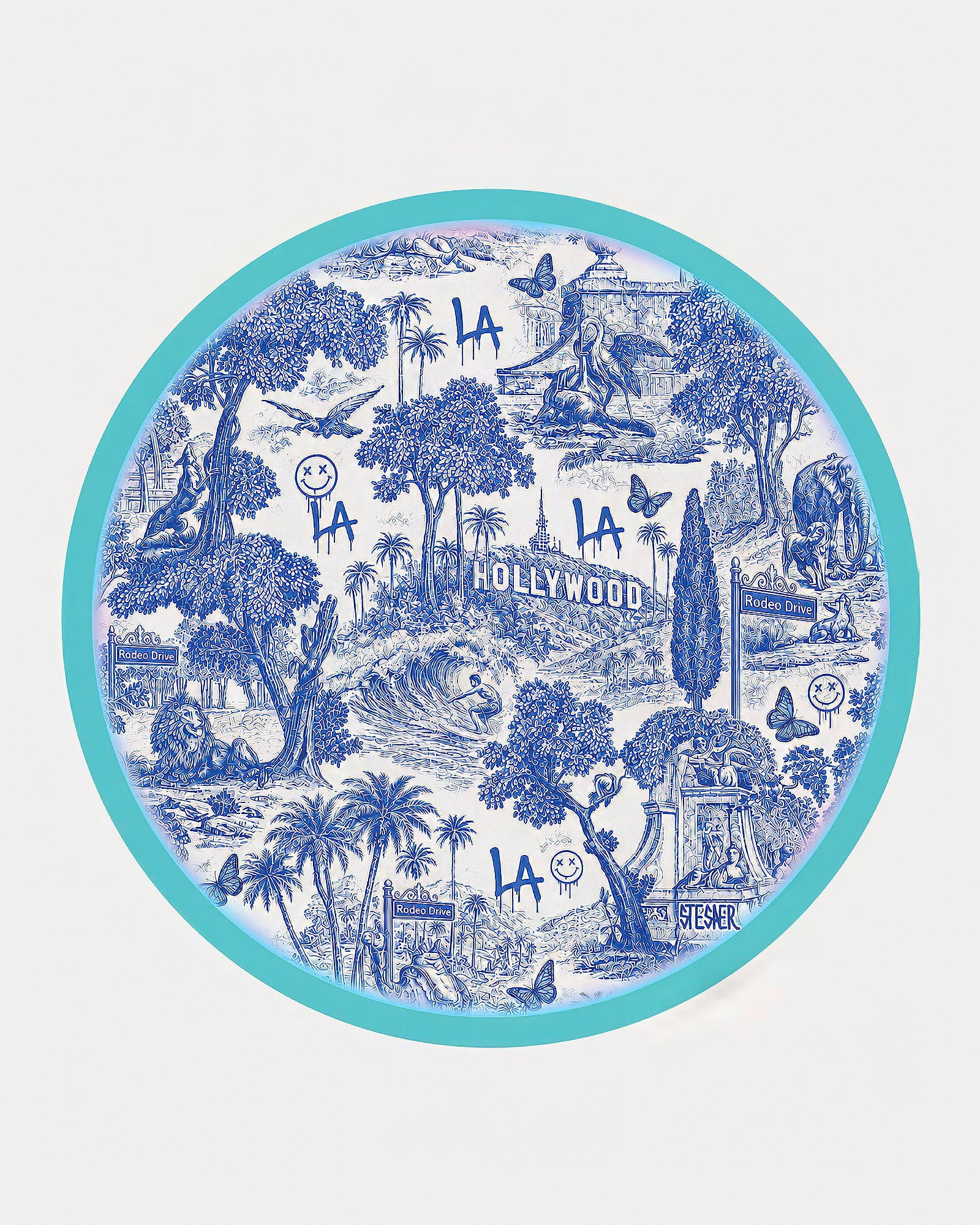 Urban Pop Toile — Round Acrylic Keepsake Box