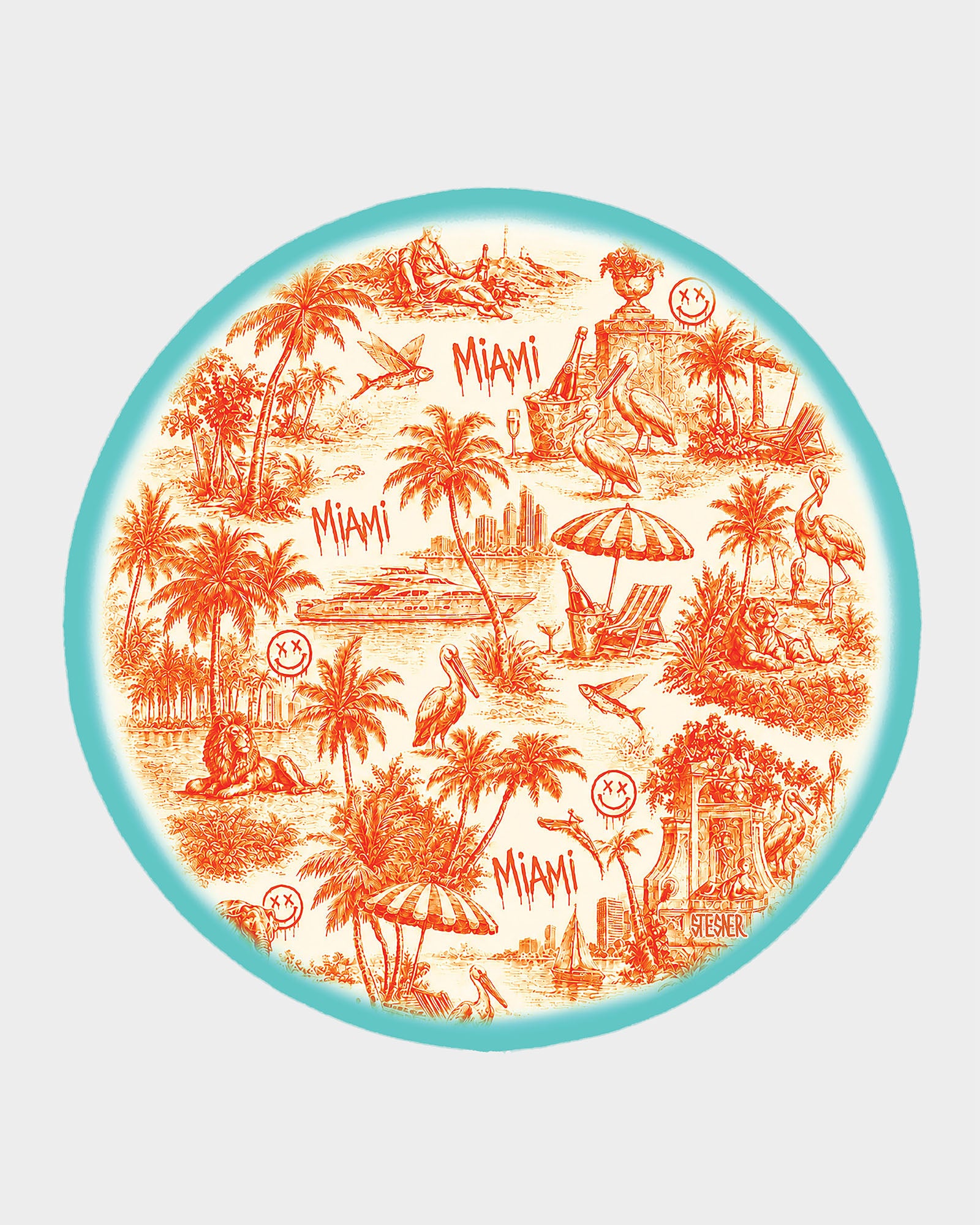 Urban Pop Toile — Round Acrylic Keepsake Box
