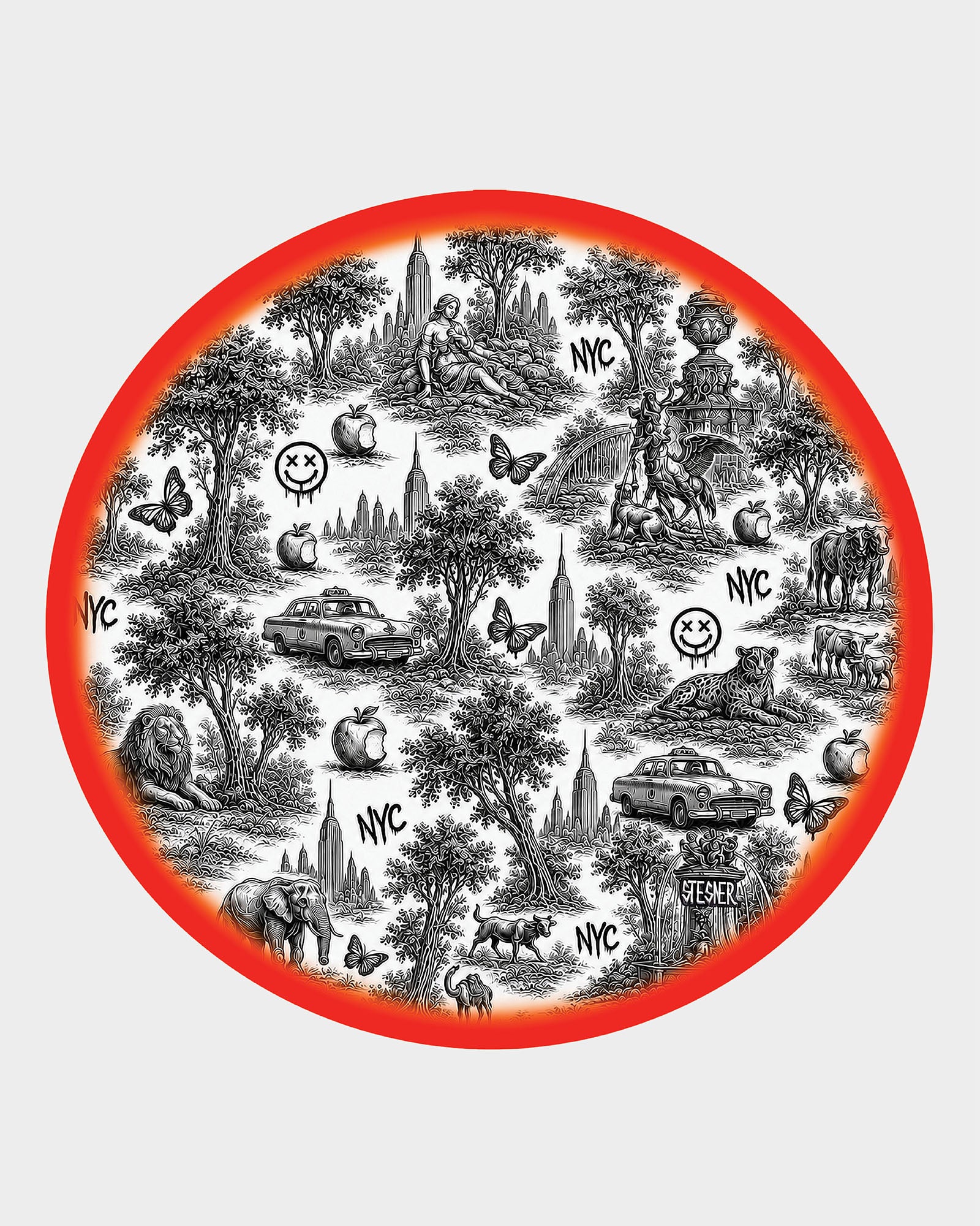 Urban Pop Toile — Round Acrylic Keepsake Box