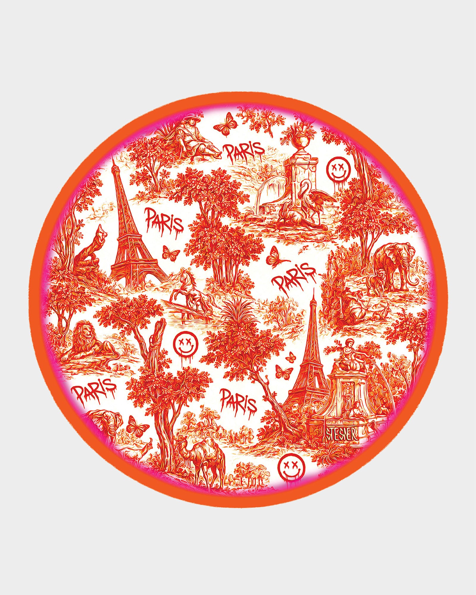 Urban Pop Toile — Round Acrylic Keepsake Box