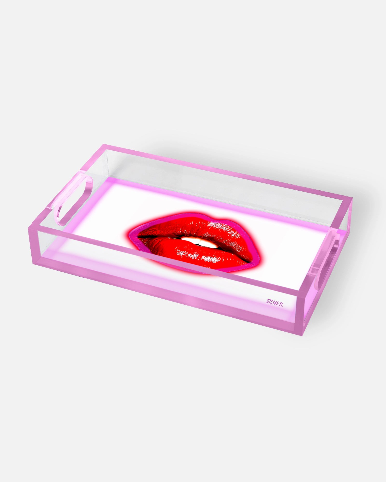 Daydream Kiss by David Stesner ArtHouse — multicolor white rectangle acrylic trays, detail close-up
