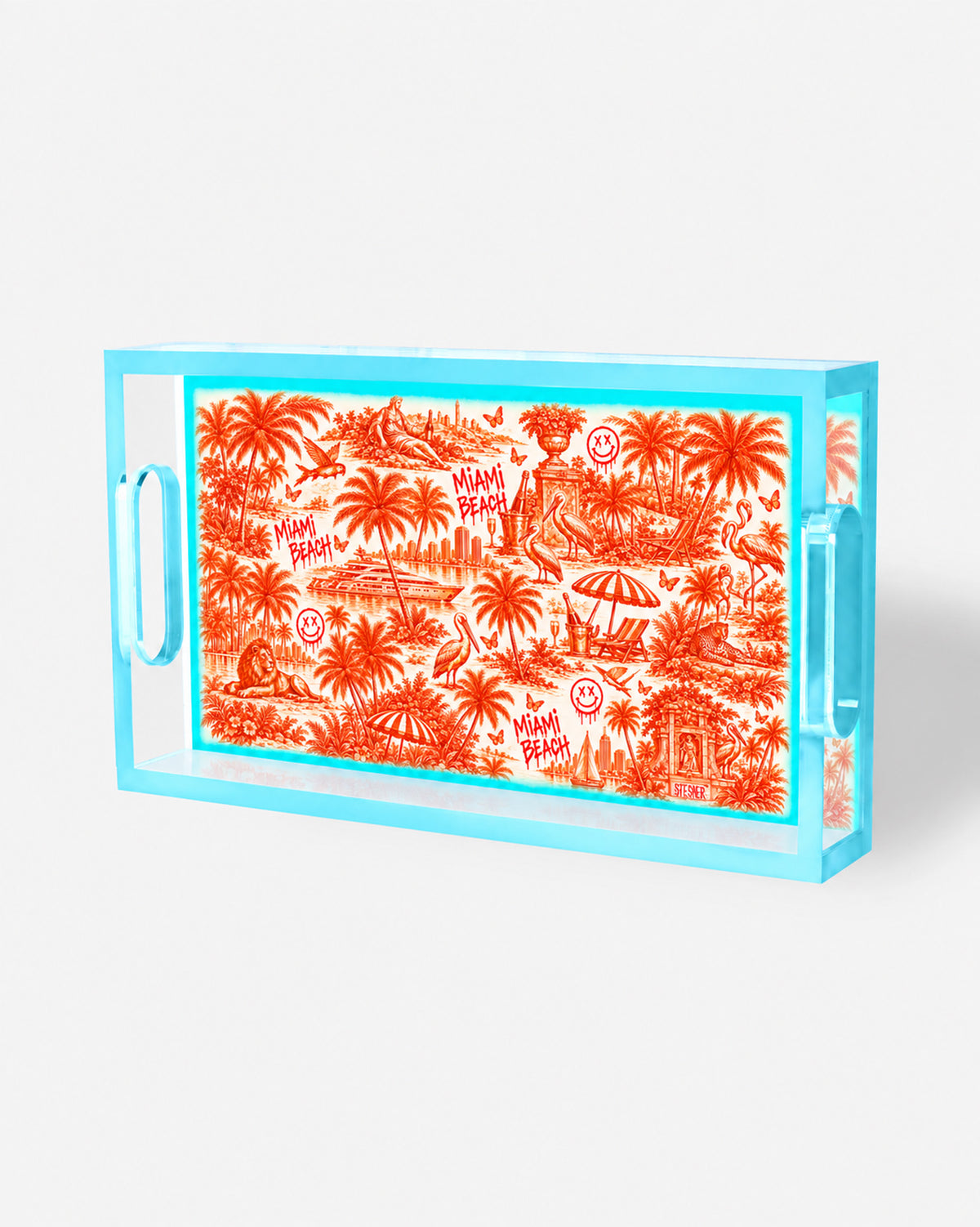 Urban Pop Toile Miami Beach Small Acrylic Tray | David Stesner