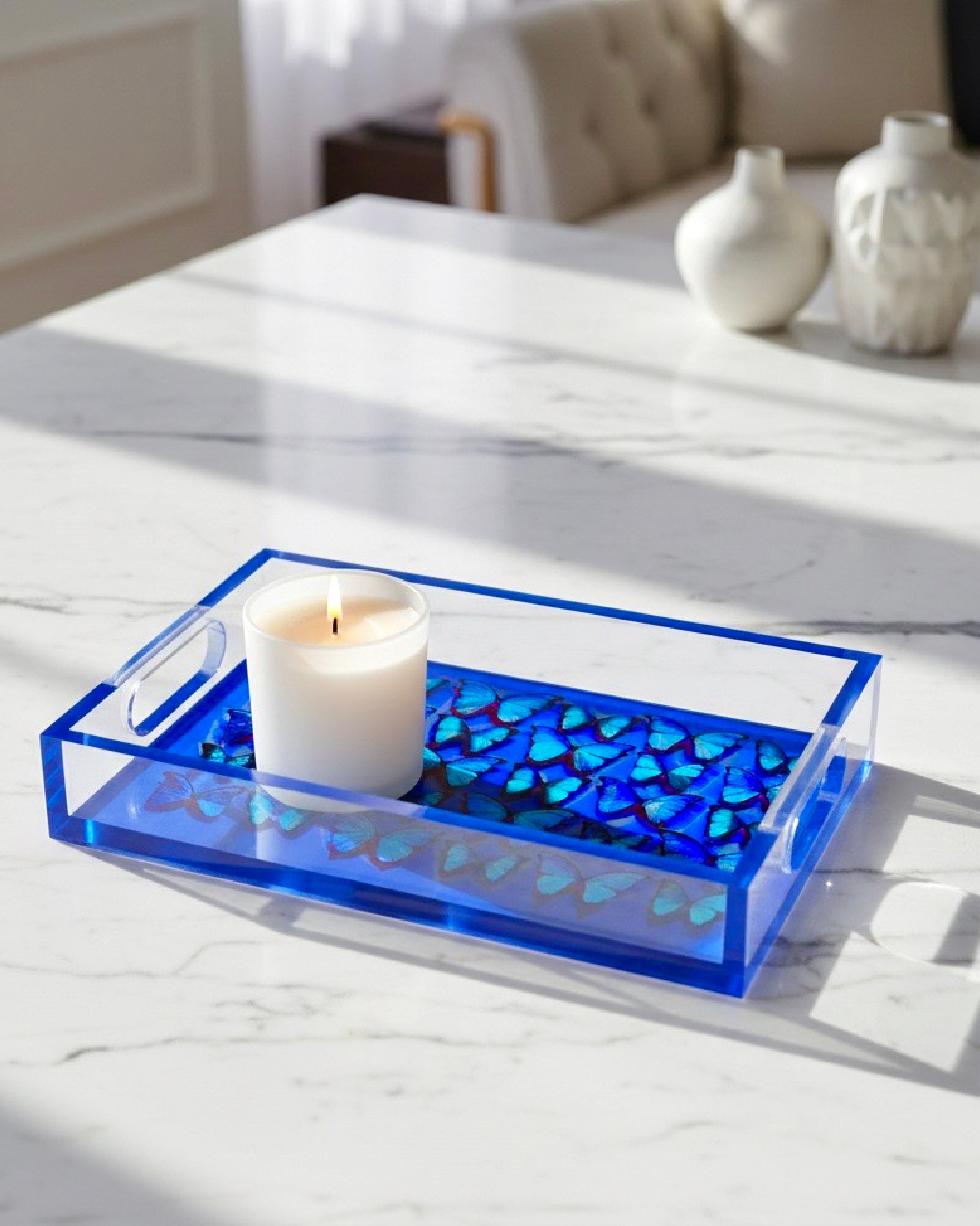 Cobalt Midnight Blues — rectangle acrylic tray by David Stesner ArtHouse — view 2