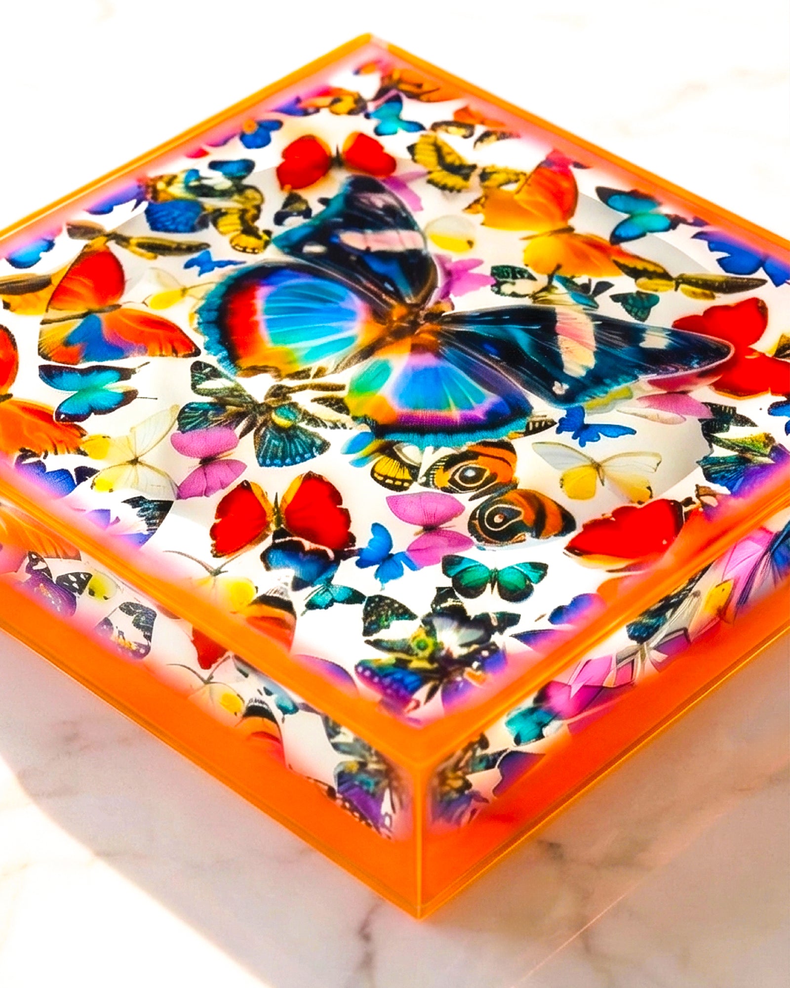 Electric Garden by David Stesner ArtHouse — multicolor green acrylic dishes, side angle