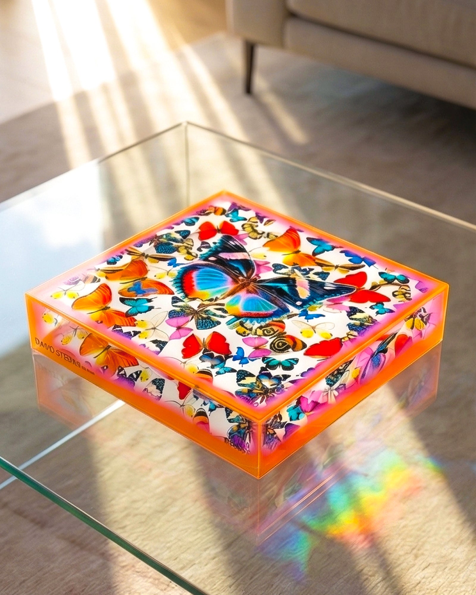Electric Garden by David Stesner ArtHouse — multicolor green acrylic dishes, alternate view