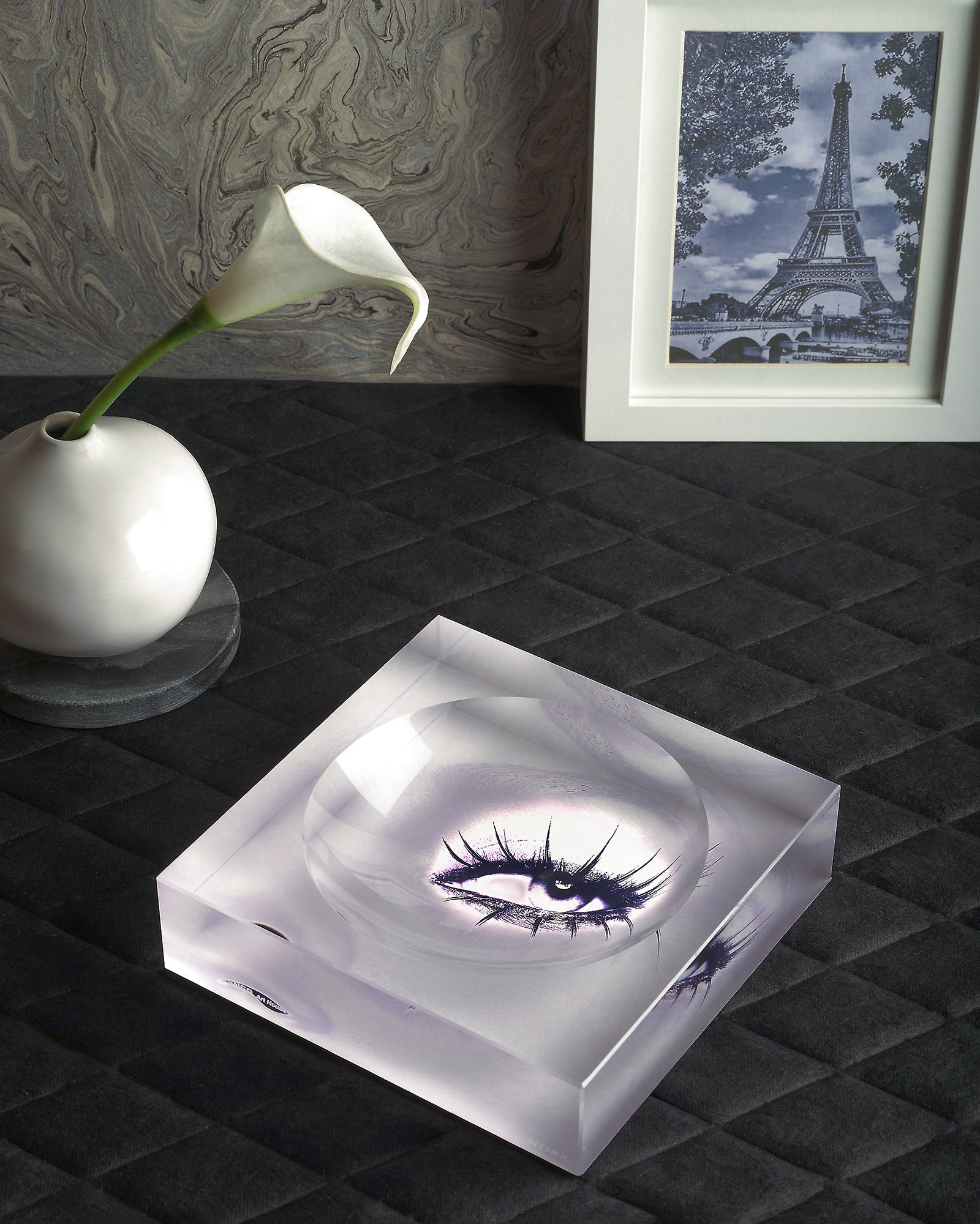 Velvet Lashes by David Stesner ArtHouse — clear black acrylic dishes, detail close-up
