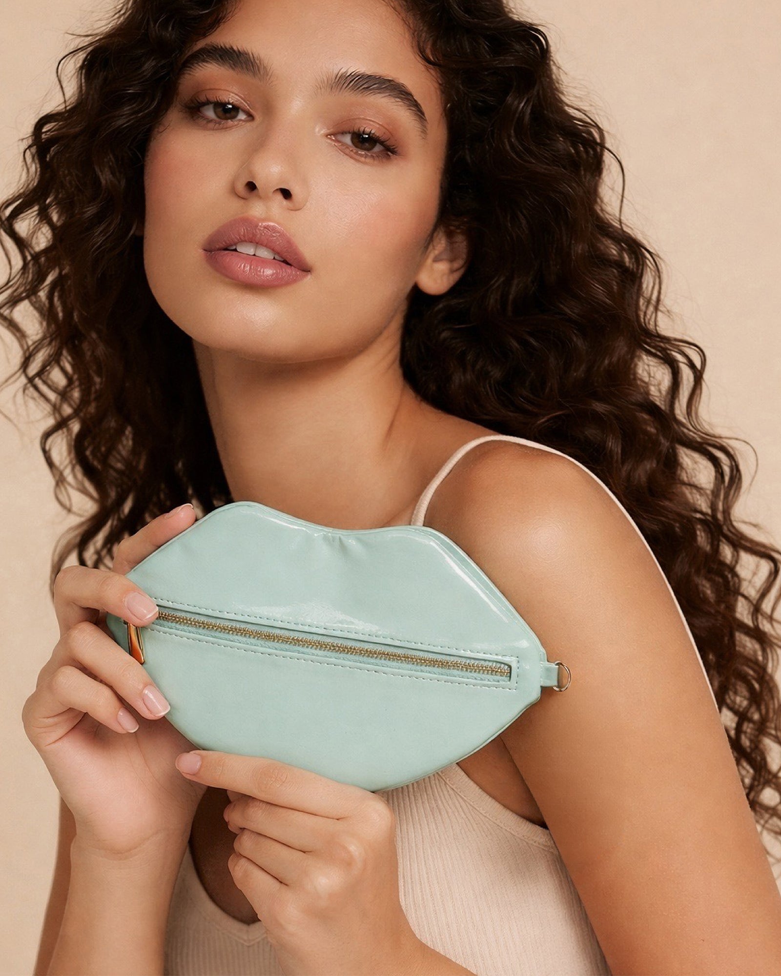 The Blake — Mint Green Lip Pouch by David Stesner ArtHouse — mint green beauty, styled view