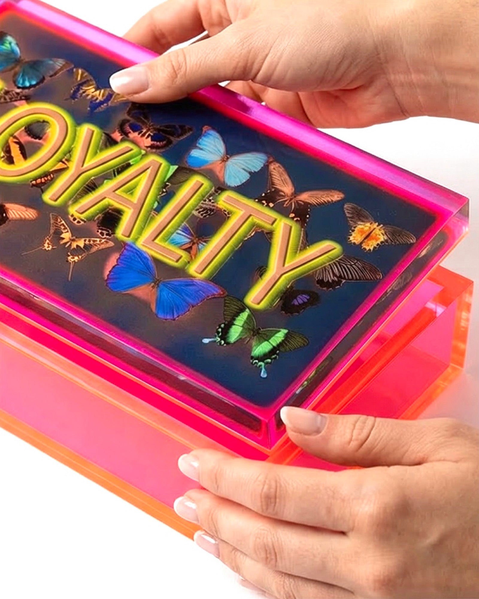 Loyalty — Neon Acrylic Word Art Keepsake Box — acrylic keepsake box by David Stesner ArtHouse — view 3