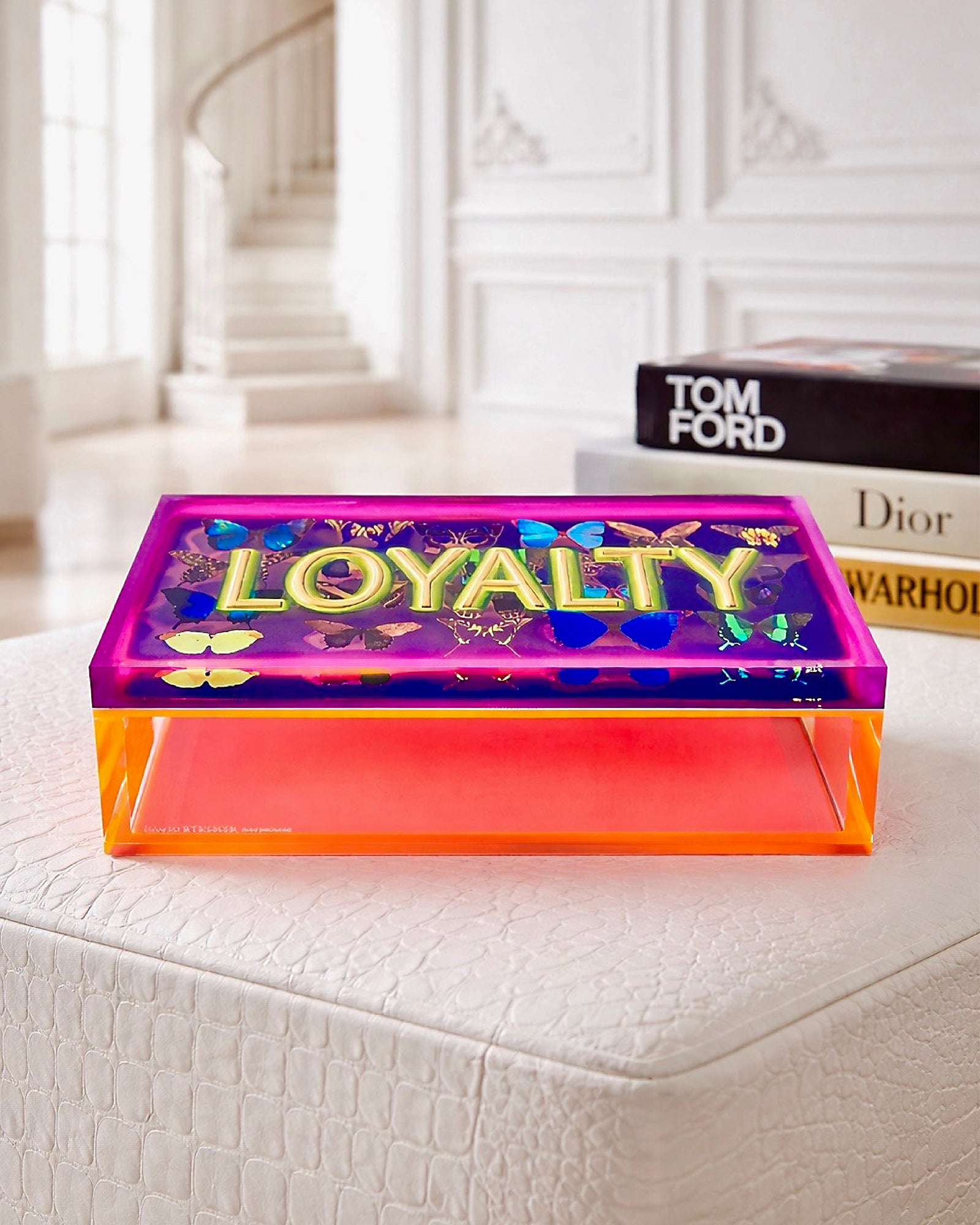 Loyalty — Neon Acrylic Word Art Keepsake Box — acrylic keepsake box by David Stesner ArtHouse — product photo