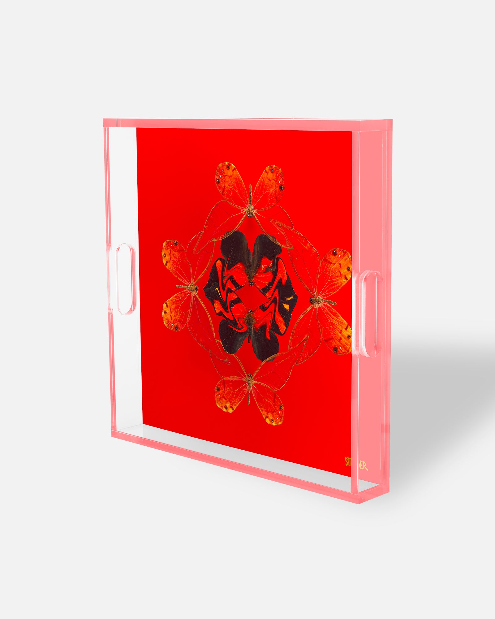 Enchained Laughter by David Stesner ArtHouse — multicolor orange square acrylic trays