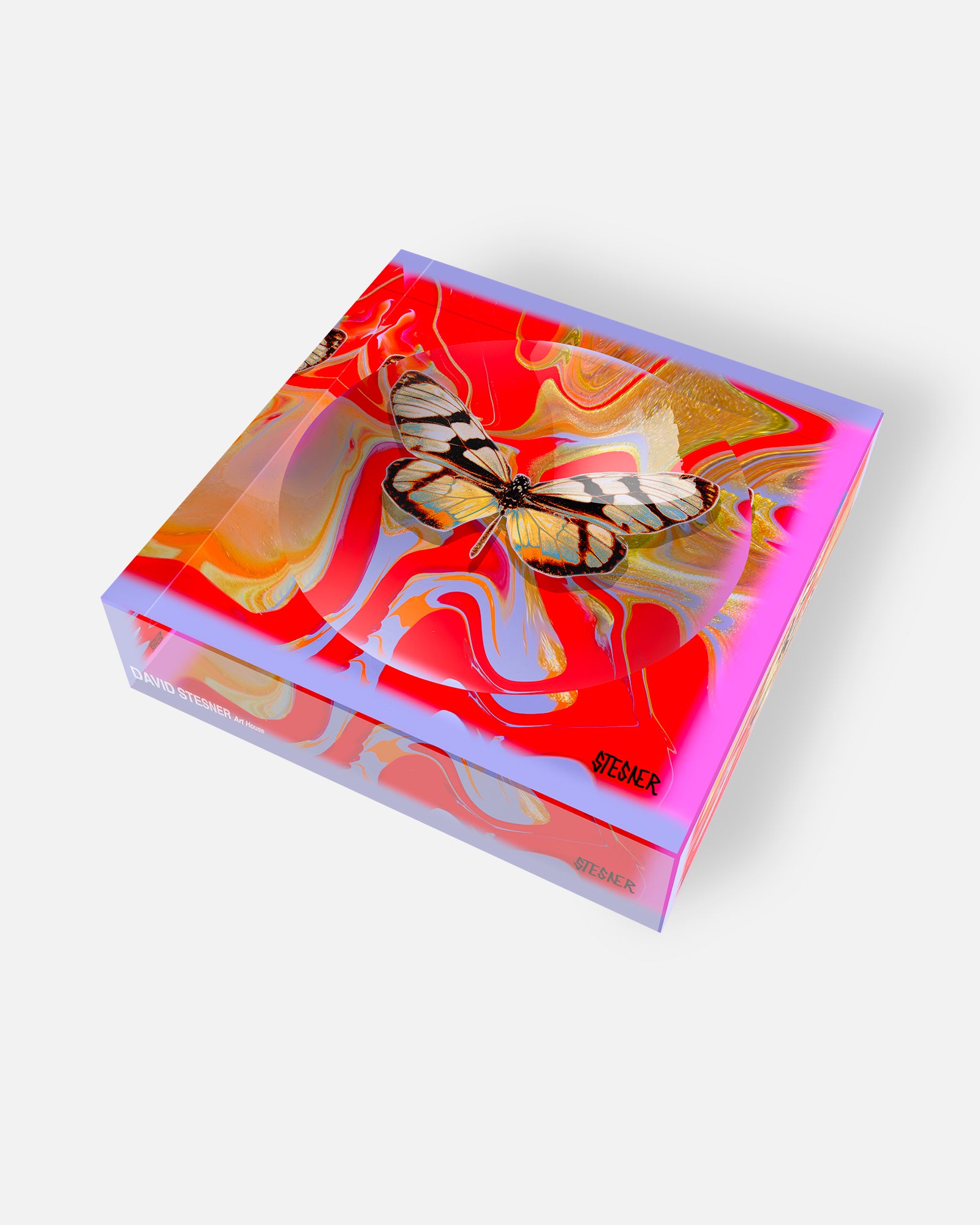 Crimson Marble Flight by David Stesner ArtHouse — multicolor orange acrylic dishes