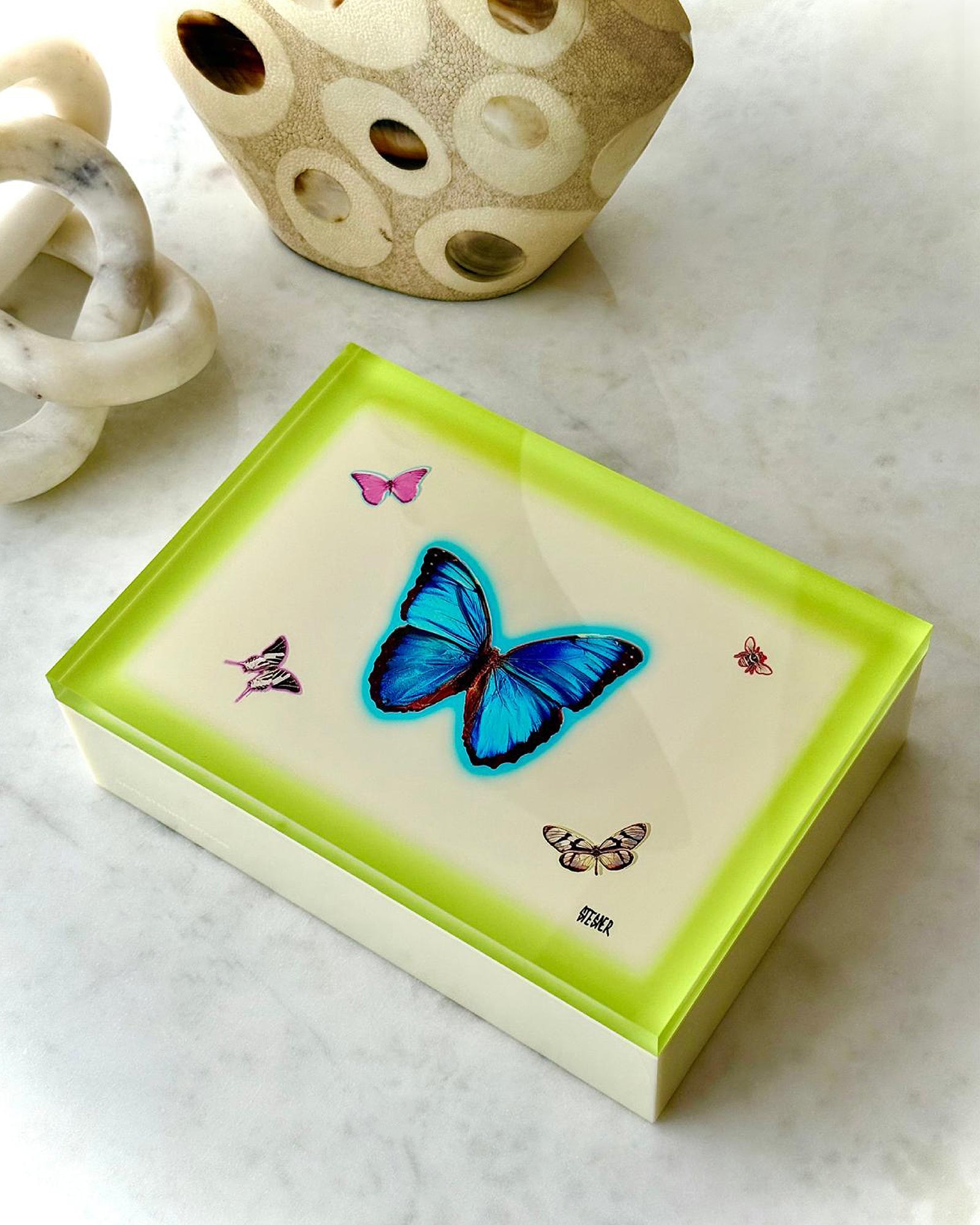 David Stesner ArtHouse Neon-Edge Butterfly Keepsake Box