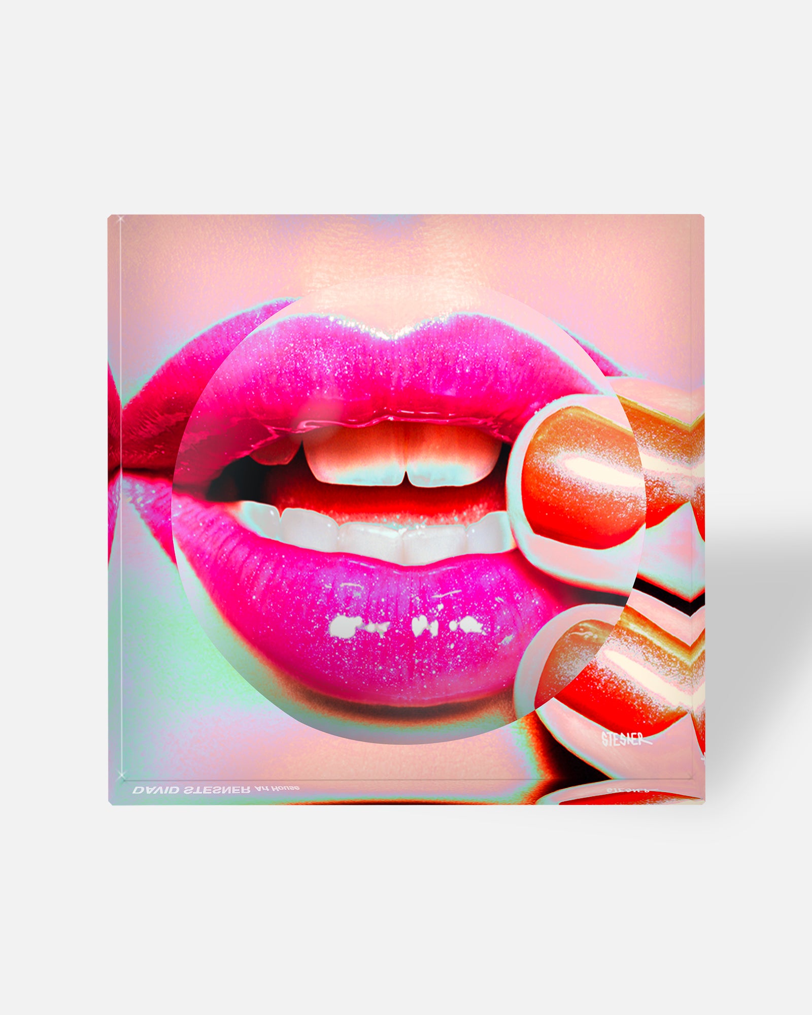 Lip Service by David Stesner ArtHouse — multicolor orange acrylic dishes, side angle