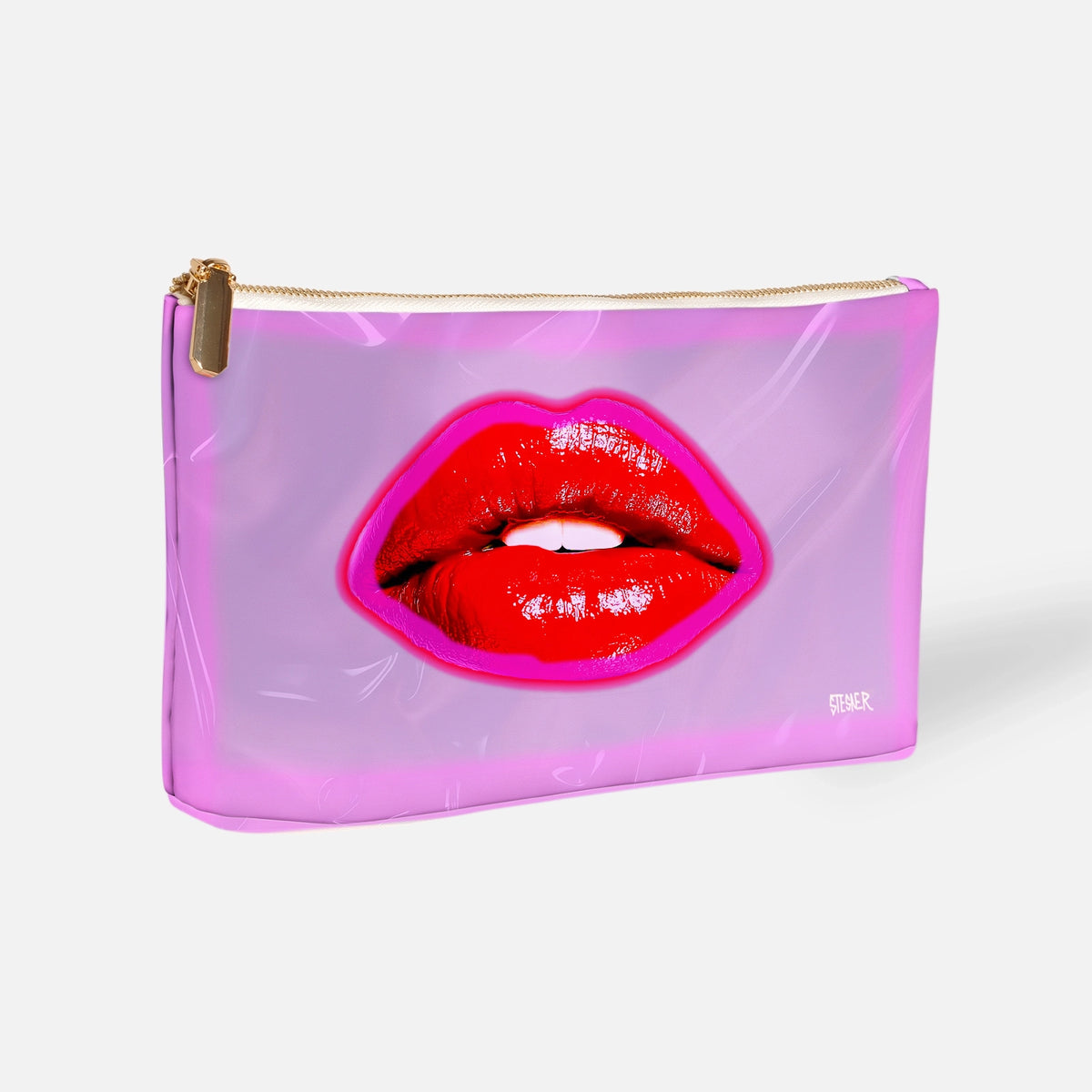Lilac Lace Kiss Makeup Bag | David Stesner ArtHouse