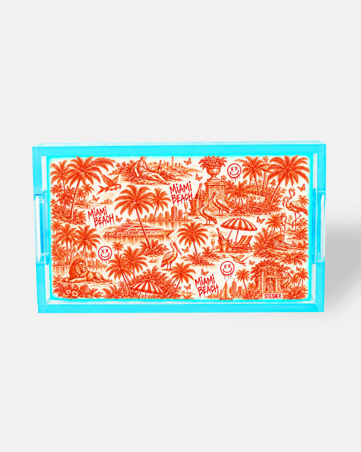Urban Pop Toile Miami Beach Small Acrylic Tray | David Stesner