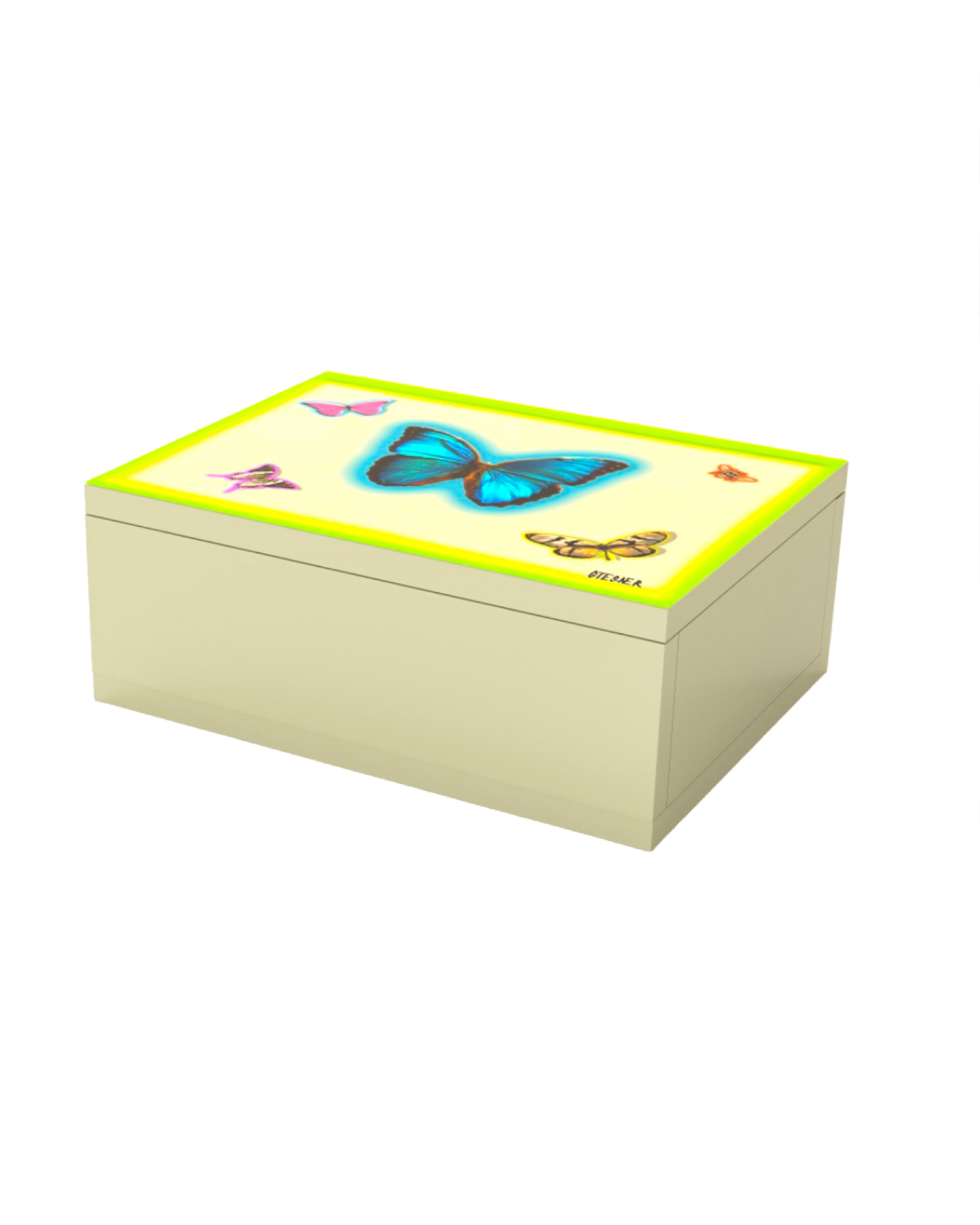Neon Yellow Edge Butterfly Keepsake Box