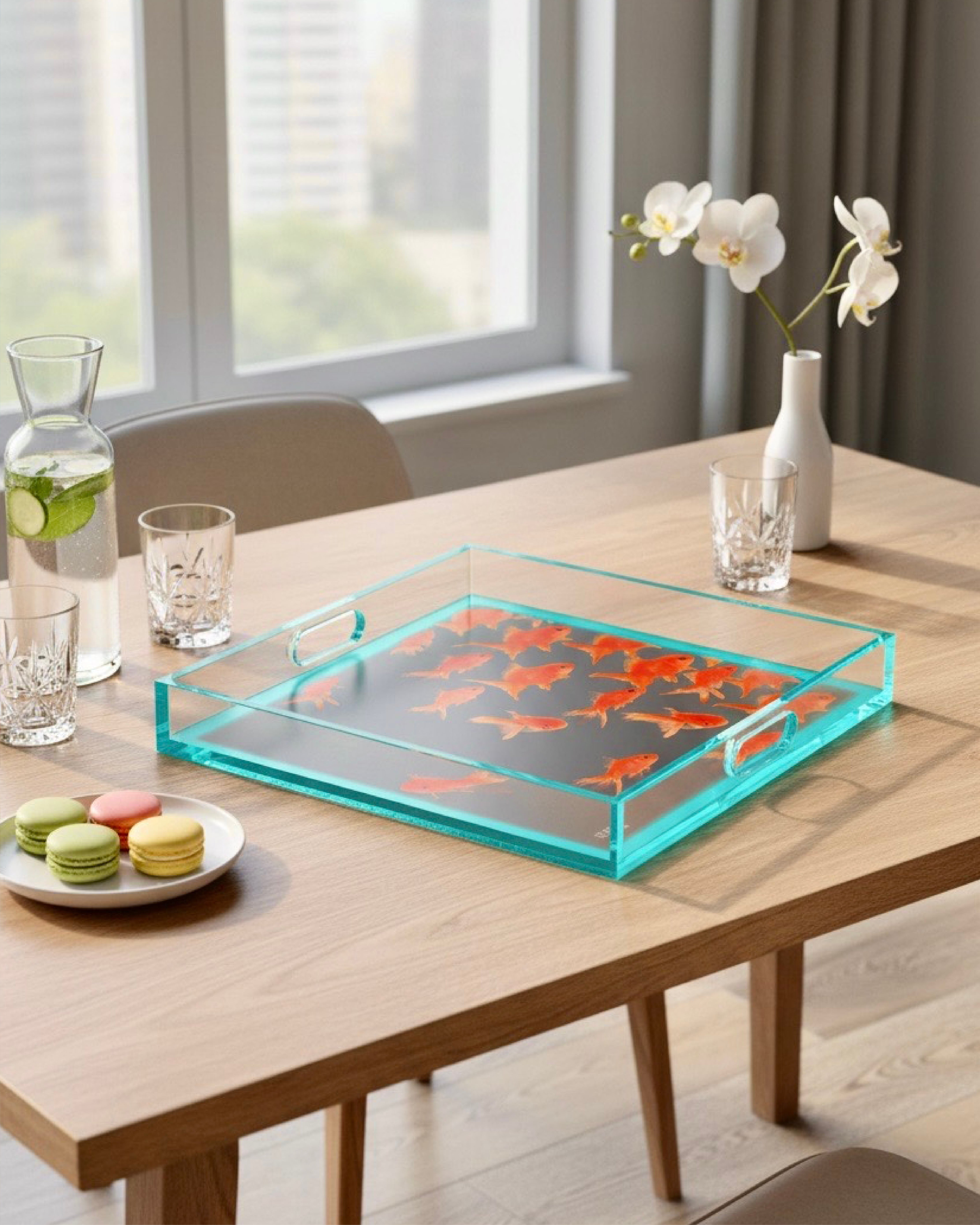 キネ kyne トレー gold tray ON AIR Golden Drift Square Acrylic Tray | David Stesner ArtHouse