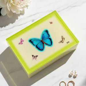 Neon Yellow Edge Butterfly Keepsake Box