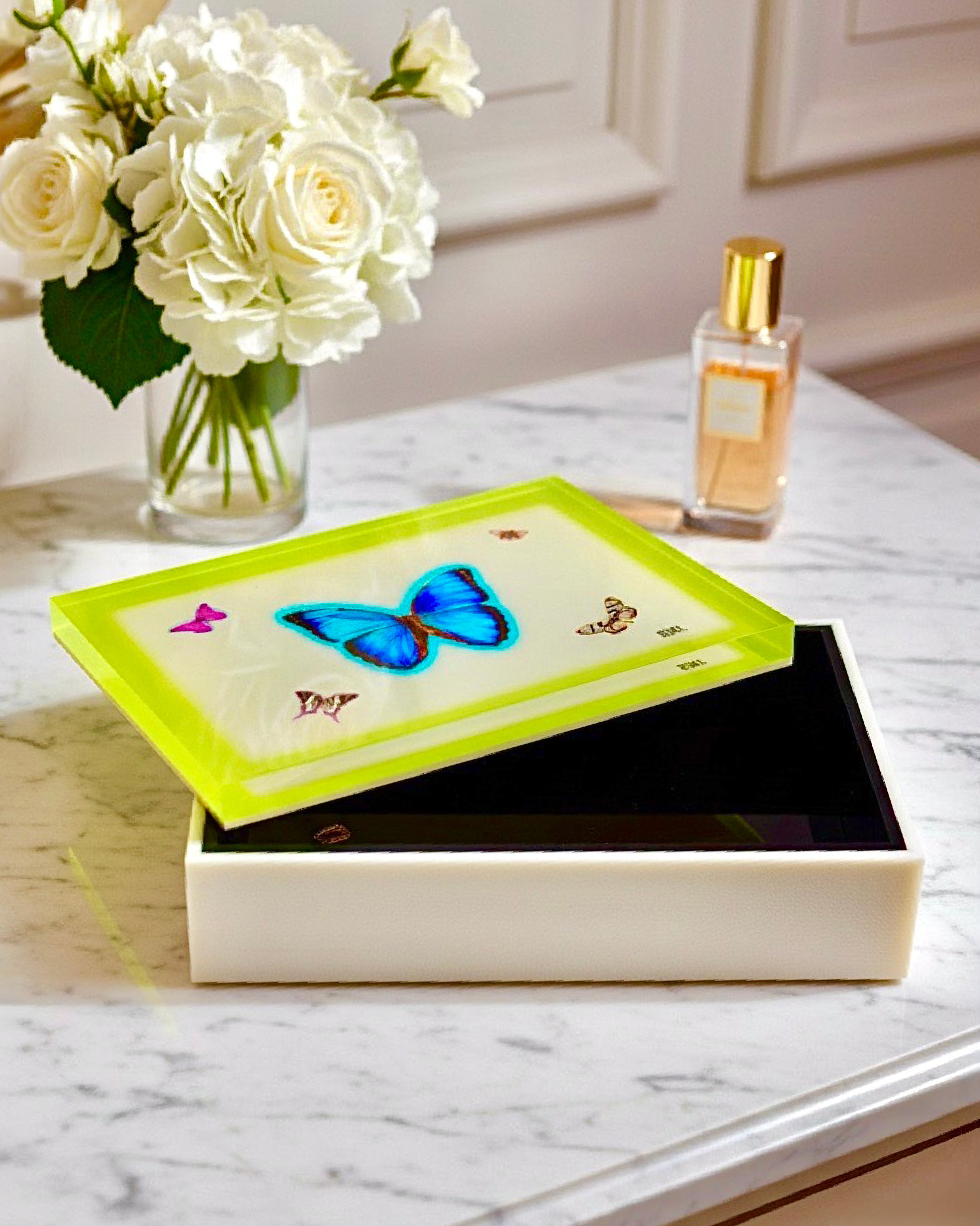 Neon Yellow Edge Butterfly Keepsake Box