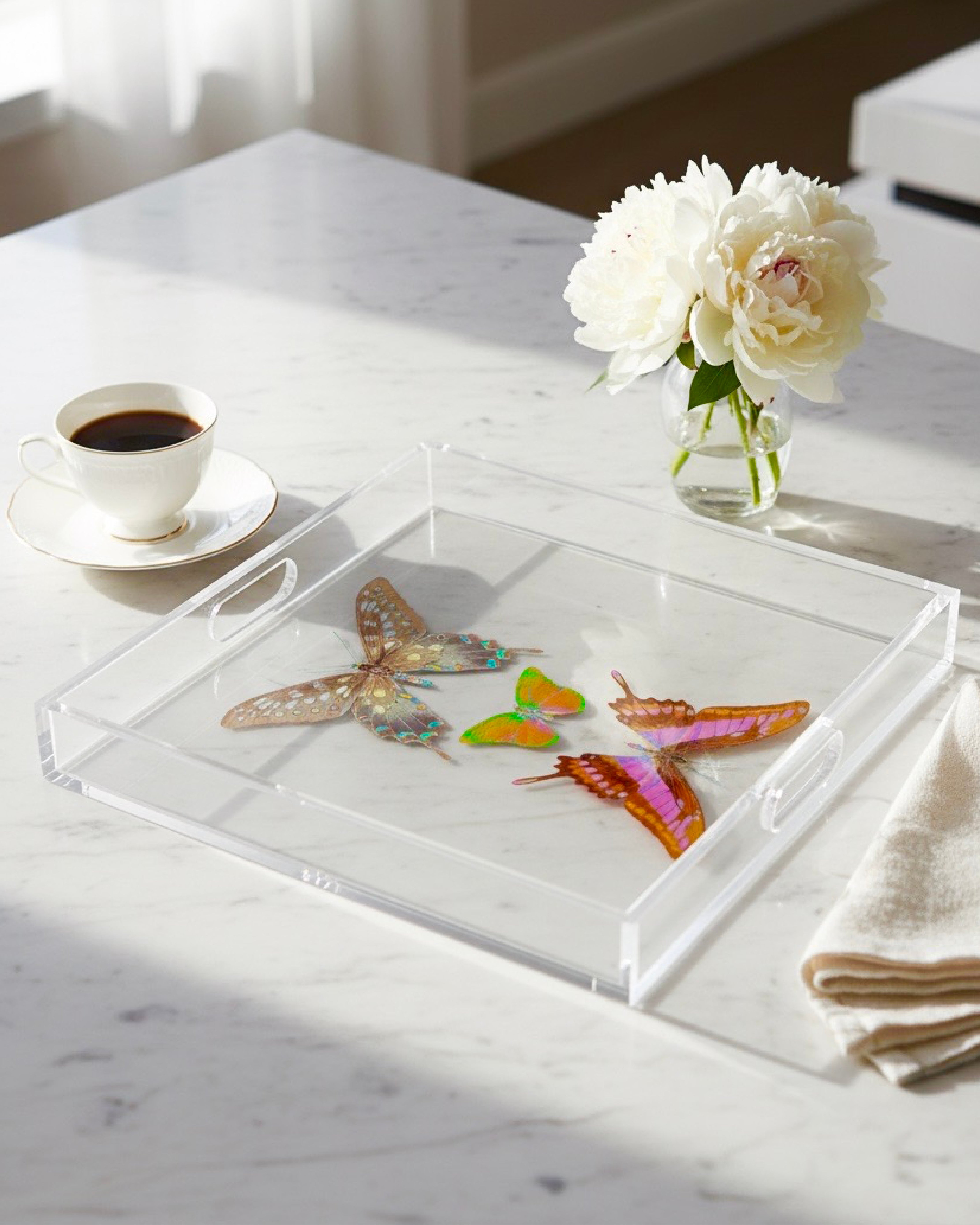 Triple Grace by David Stesner ArtHouse — white purple square acrylic trays, alternate view