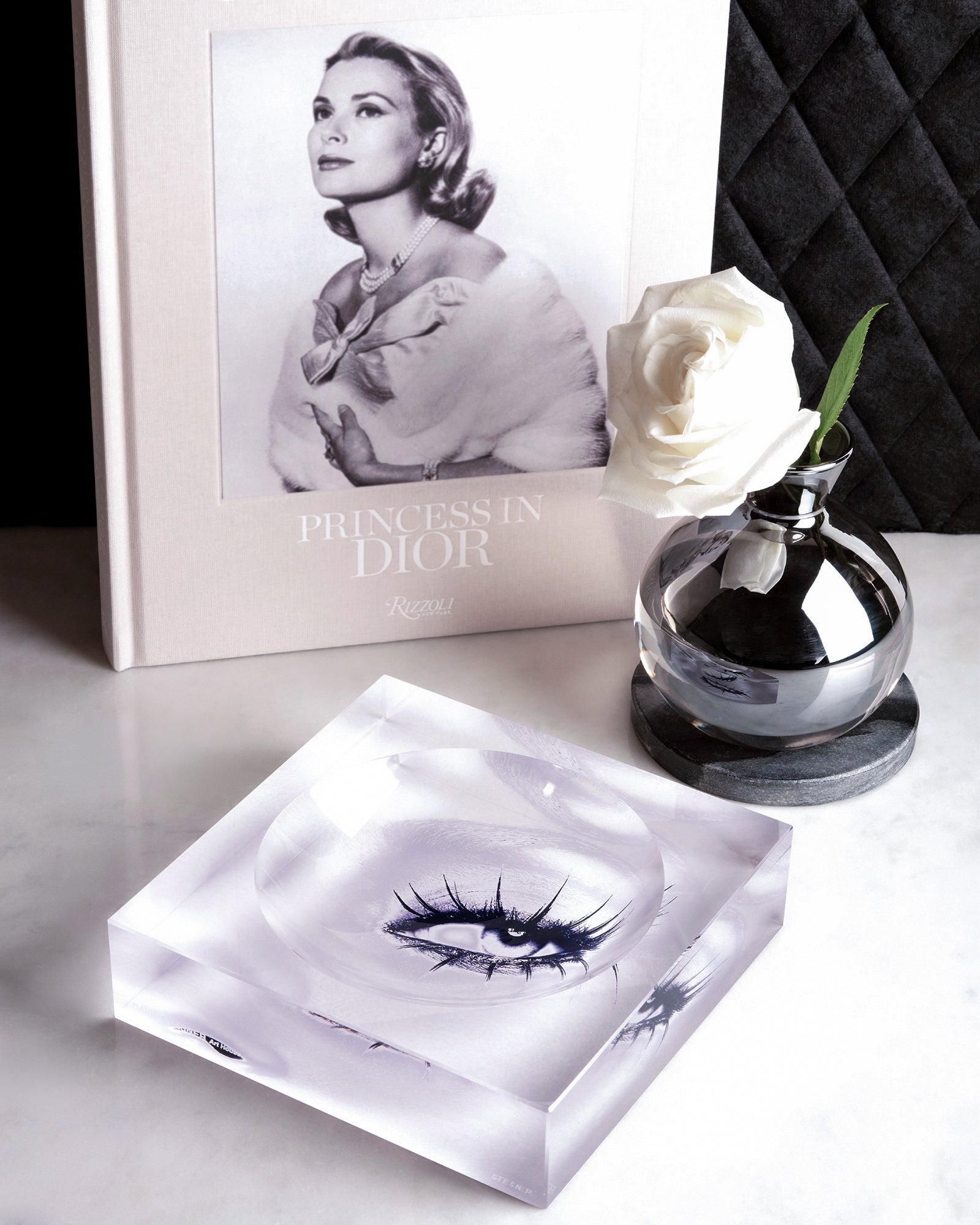 Velvet Lashes by David Stesner ArtHouse — clear black acrylic dishes, alternate view