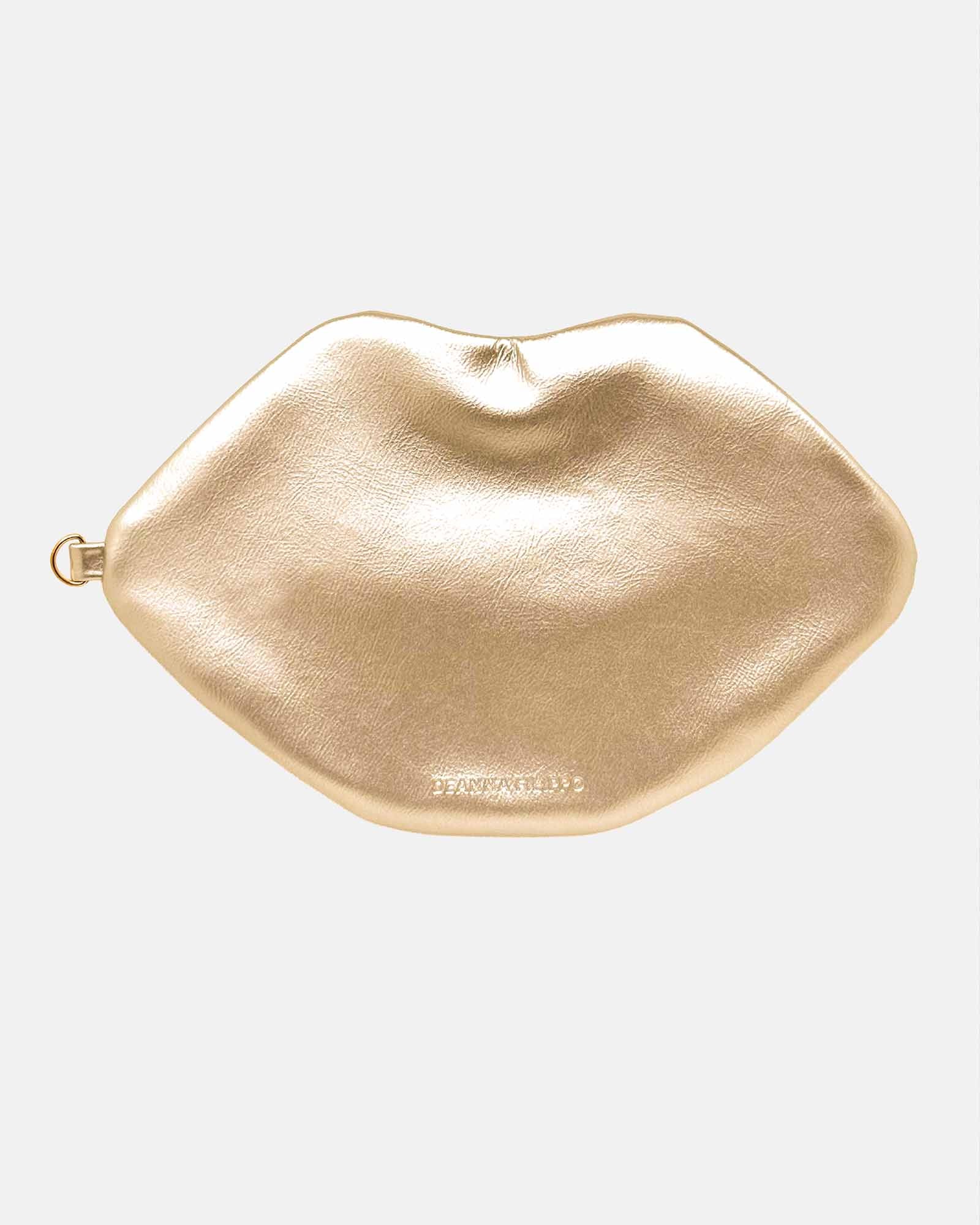 The Blake — Metallic Gold Lip Pouch by David Stesner ArtHouse — gold beauty, side angle