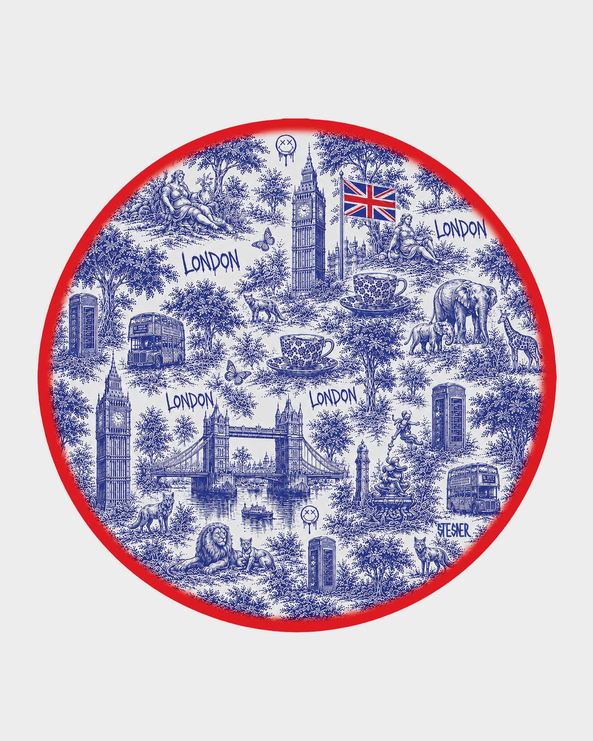 Urban Pop Toile — Round Acrylic Keepsake Box