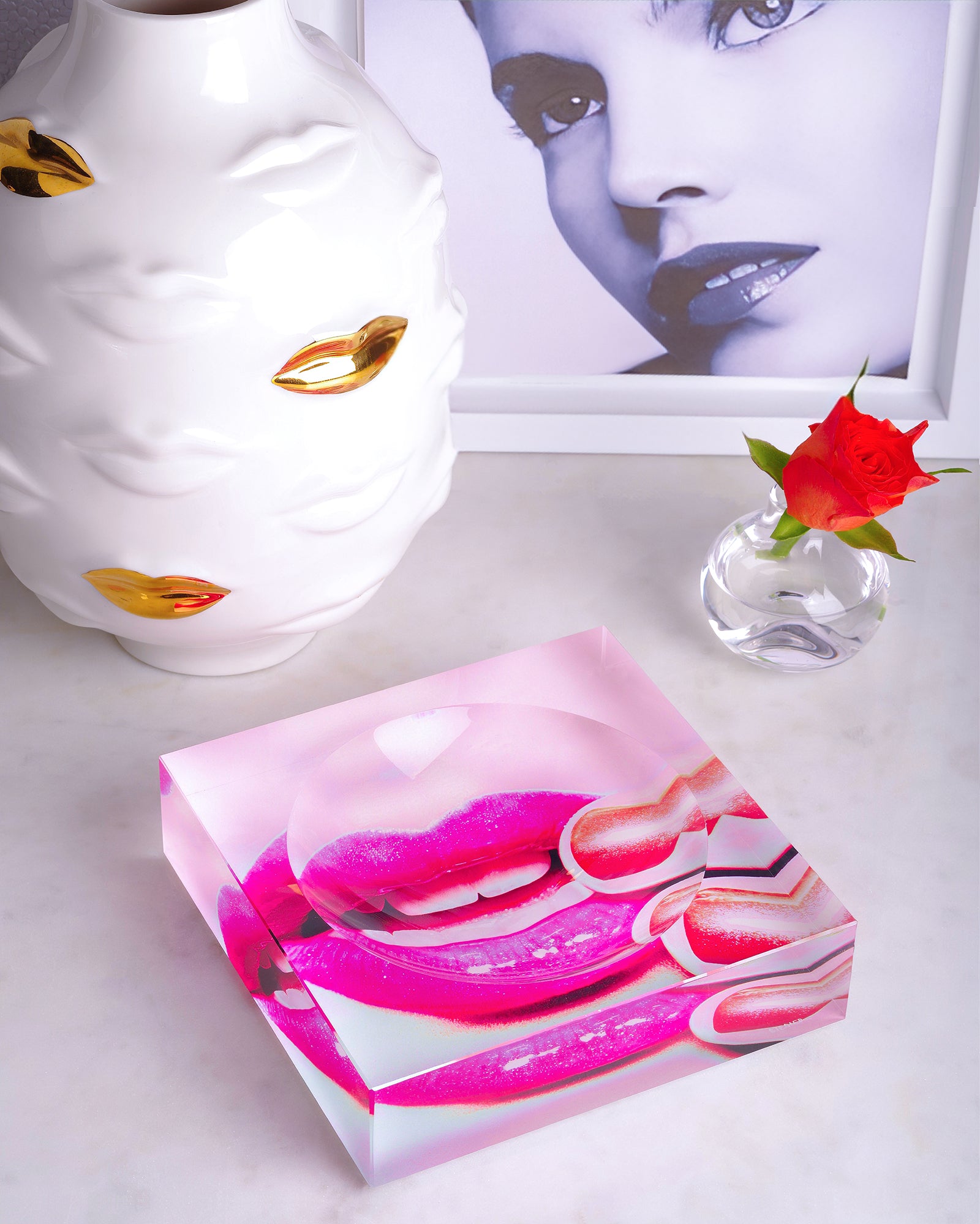 Lip Service by David Stesner ArtHouse — multicolor orange acrylic dishes, alternate view