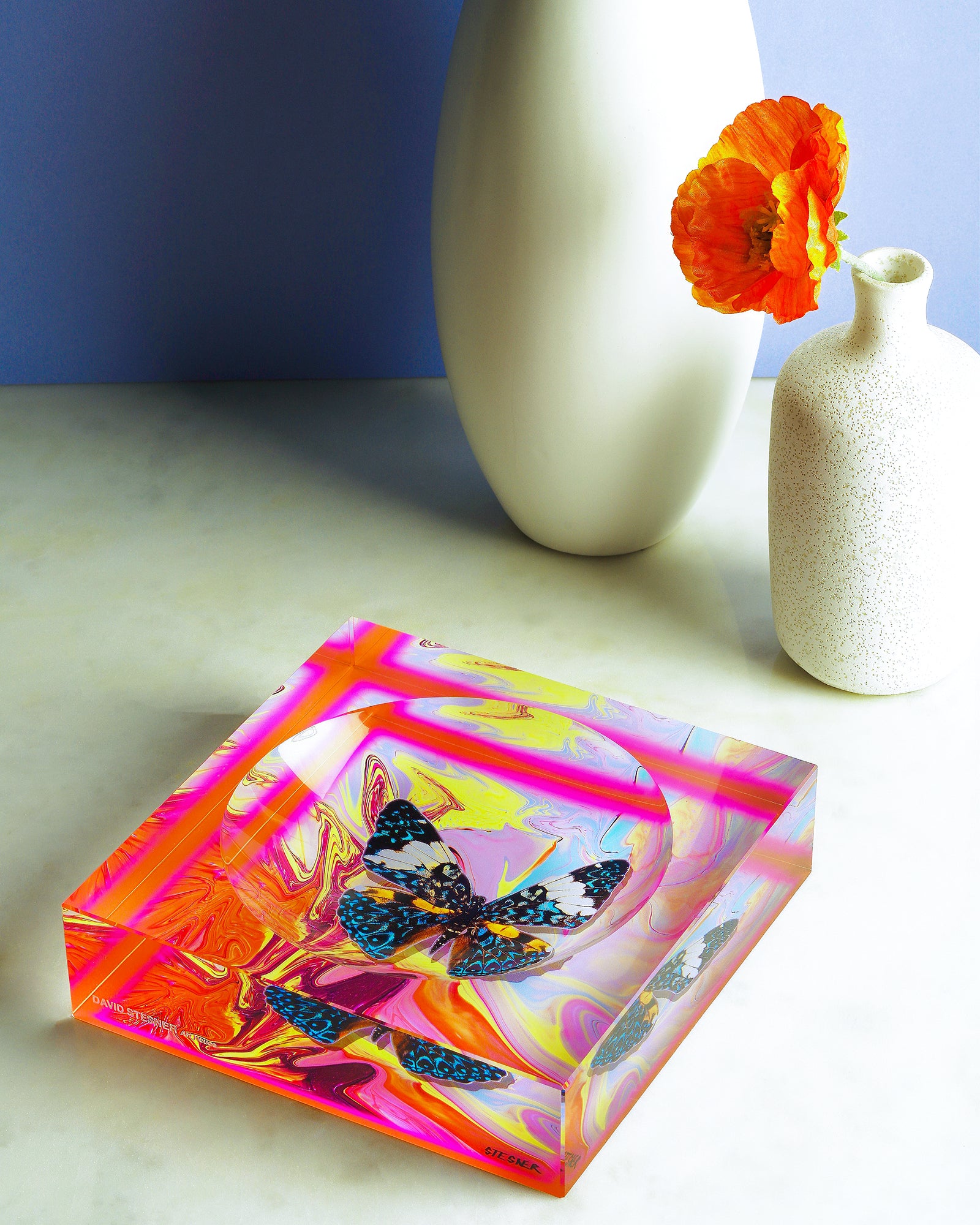 Coral Currents by David Stesner ArtHouse — multicolor orange acrylic dishes, alternate view