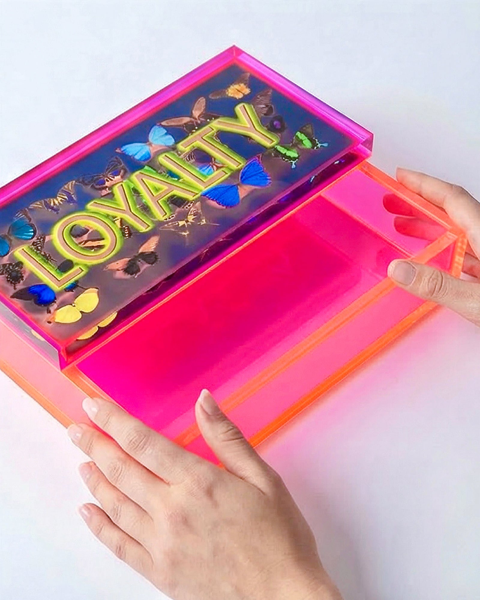 Loyalty — Neon Acrylic Word Art Keepsake Box — acrylic keepsake box by David Stesner ArtHouse — view 1