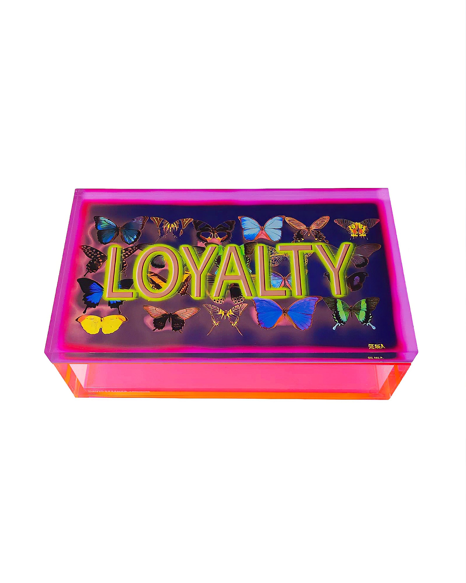 Loyalty — Neon Acrylic Word Art Keepsake Box — acrylic keepsake box by David Stesner ArtHouse — view 3