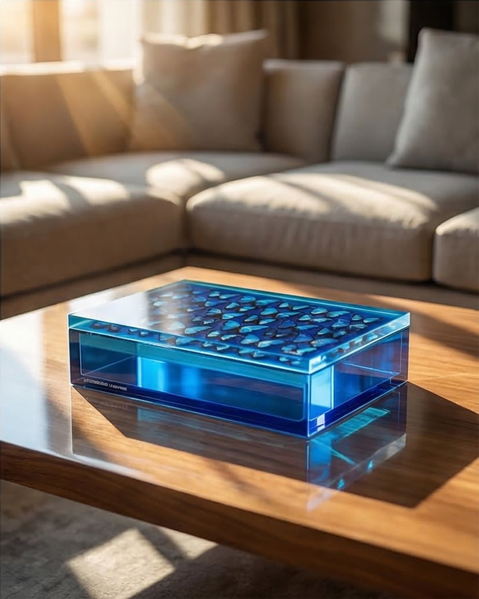The Migration — Cobalt Blue Butterfly Keepsake Box — acrylic keepsake box by David Stesner ArtHouse — view 4