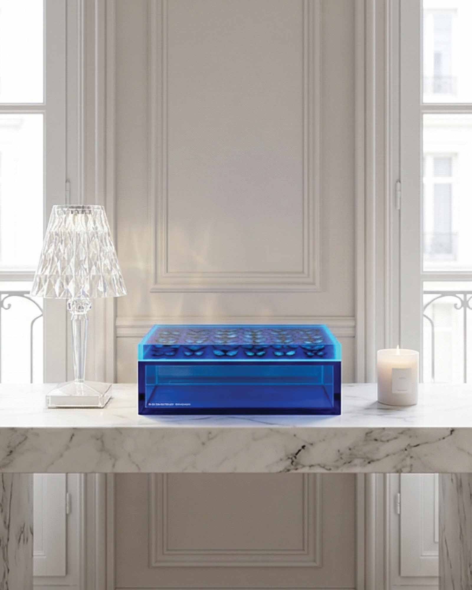 The Migration — Cobalt Blue Butterfly Keepsake Box — acrylic keepsake box by David Stesner ArtHouse — view 1