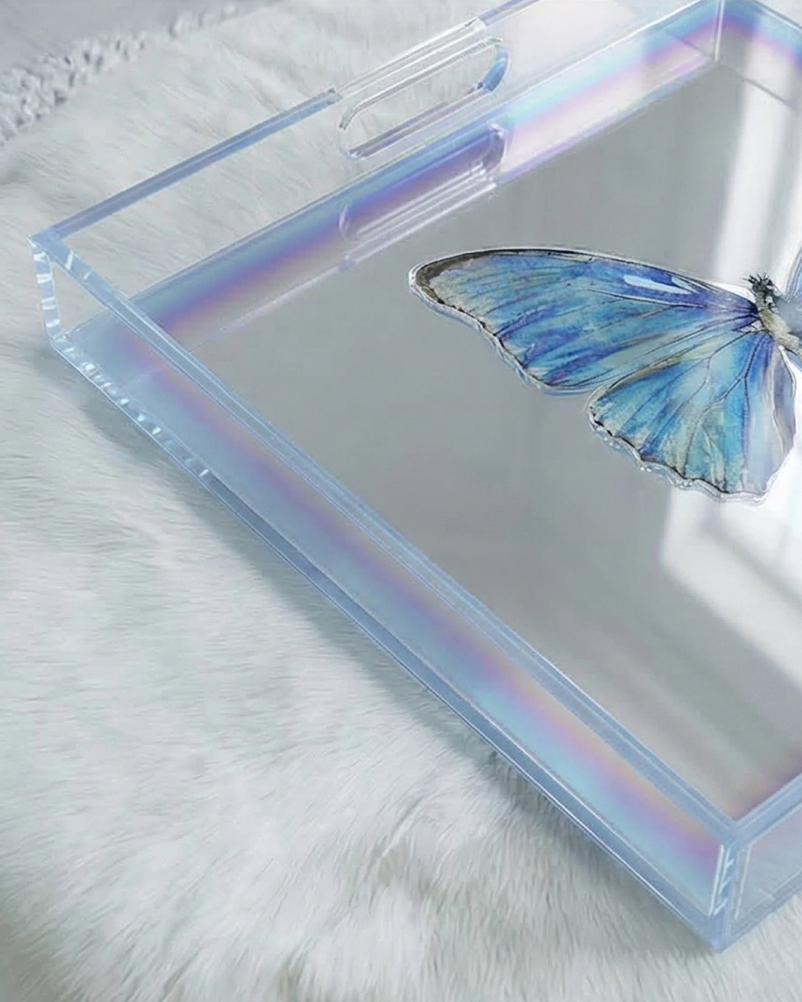 Frozen Grace by David Stesner ArtHouse — white multicolor square acrylic trays, side angle