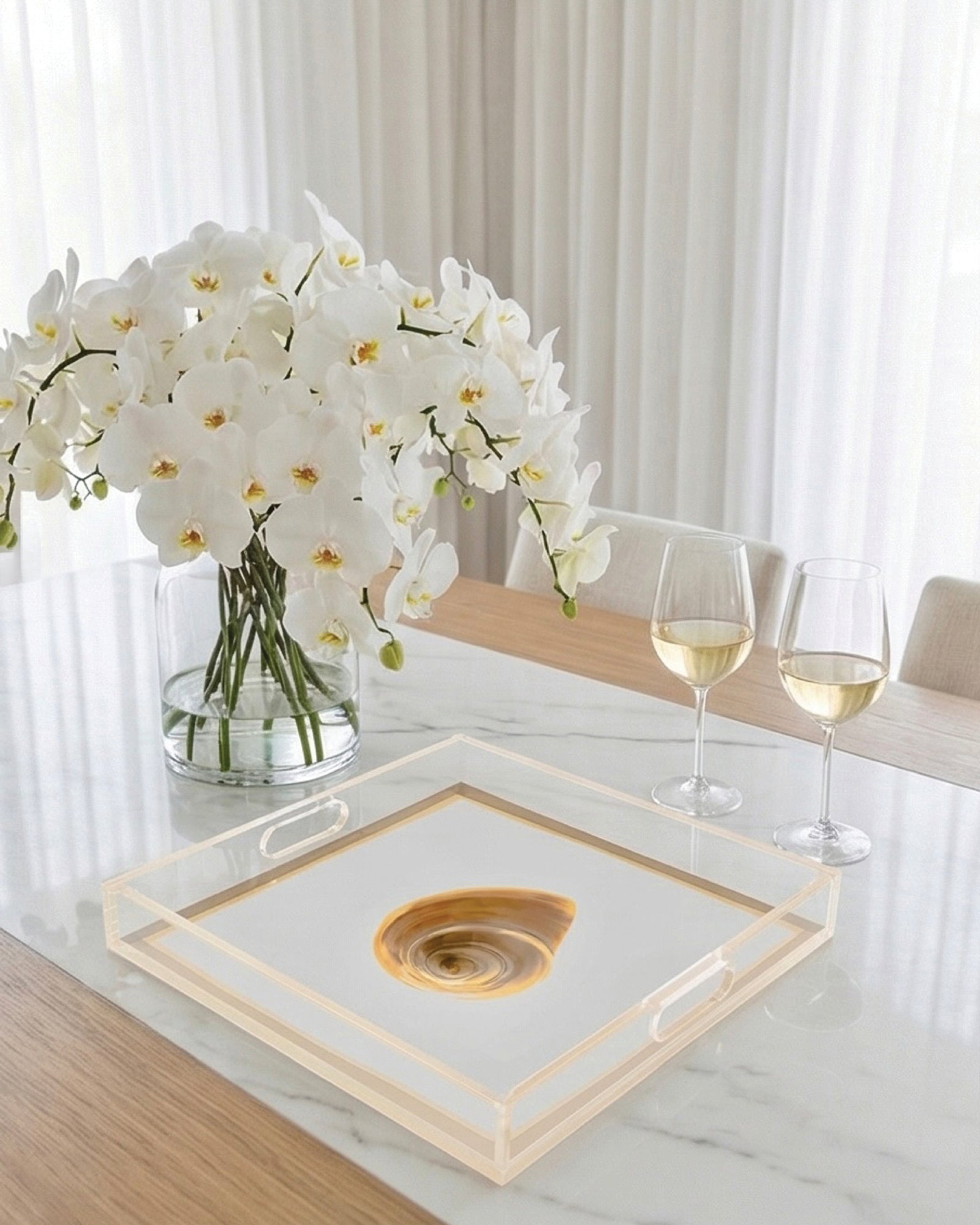 Gilded Spiral by David Stesner ArtHouse — gold orange square acrylic trays, detail close-up