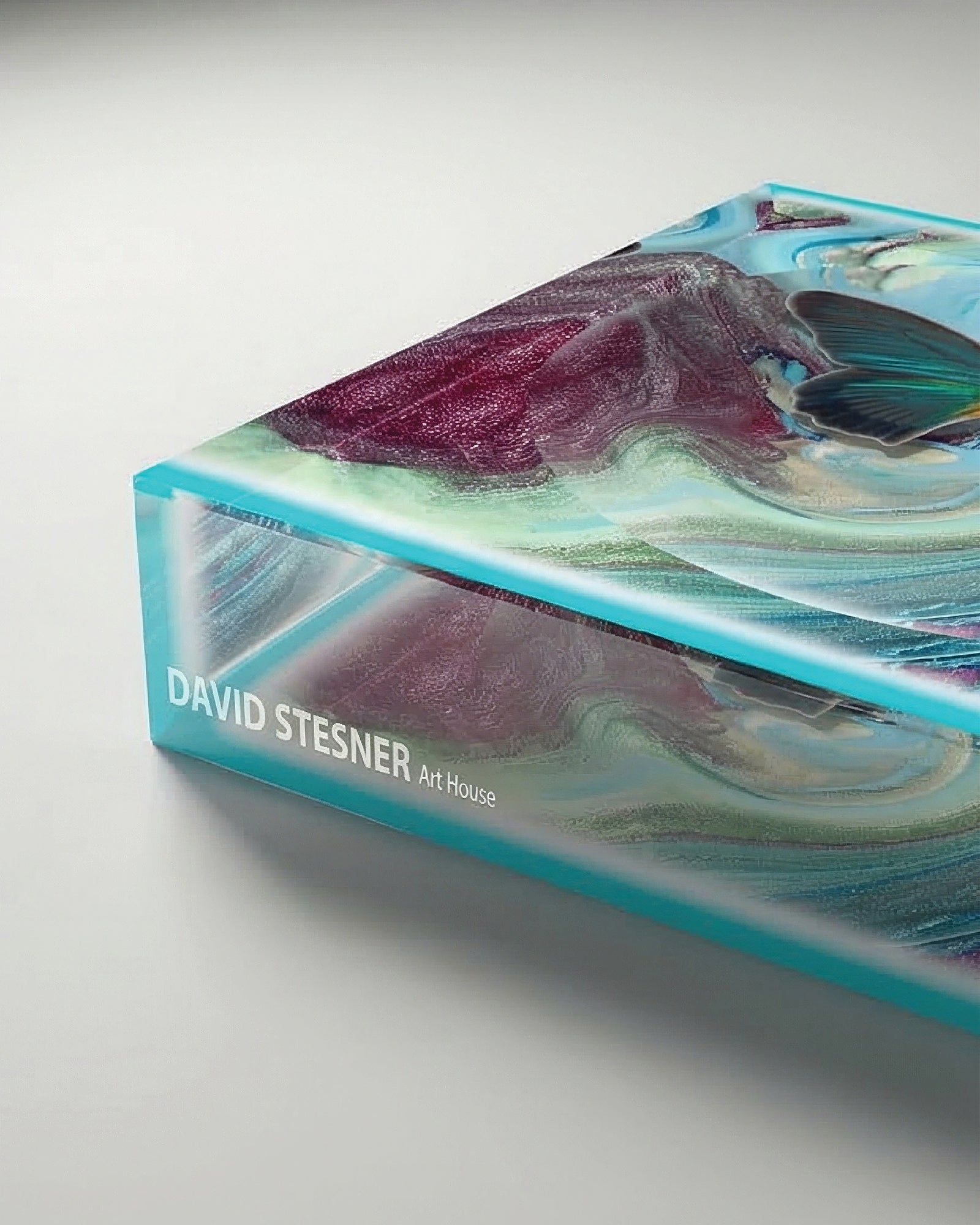 Wings of the Current by David Stesner ArtHouse — multicolor orange acrylic dishes, detail close-up