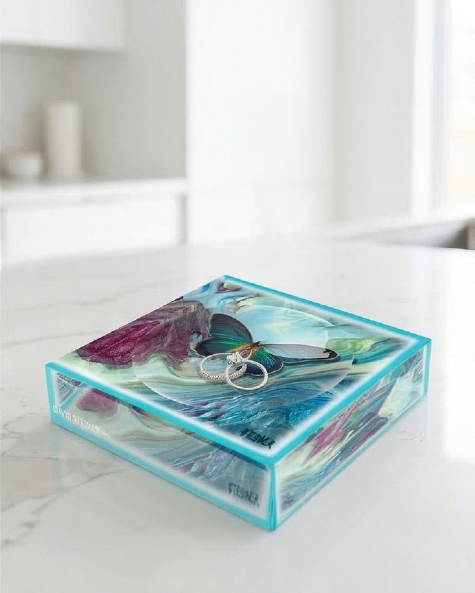 Wings of the Current by David Stesner ArtHouse — multicolor orange acrylic dishes, alternate view