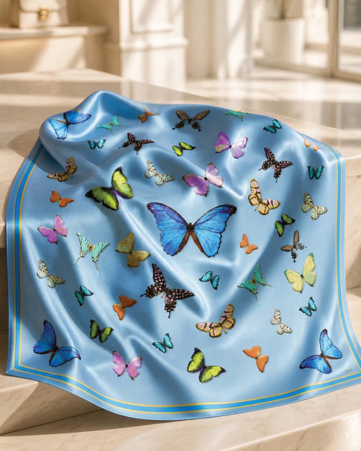 Azure Flight Silk Scarf