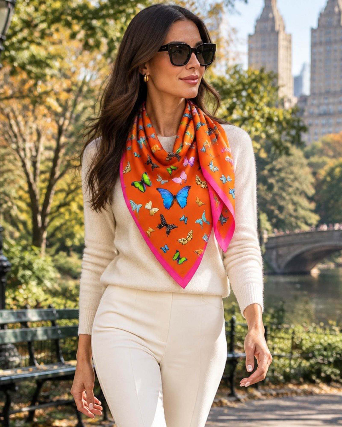 Tangerine Wander Silk Scarf