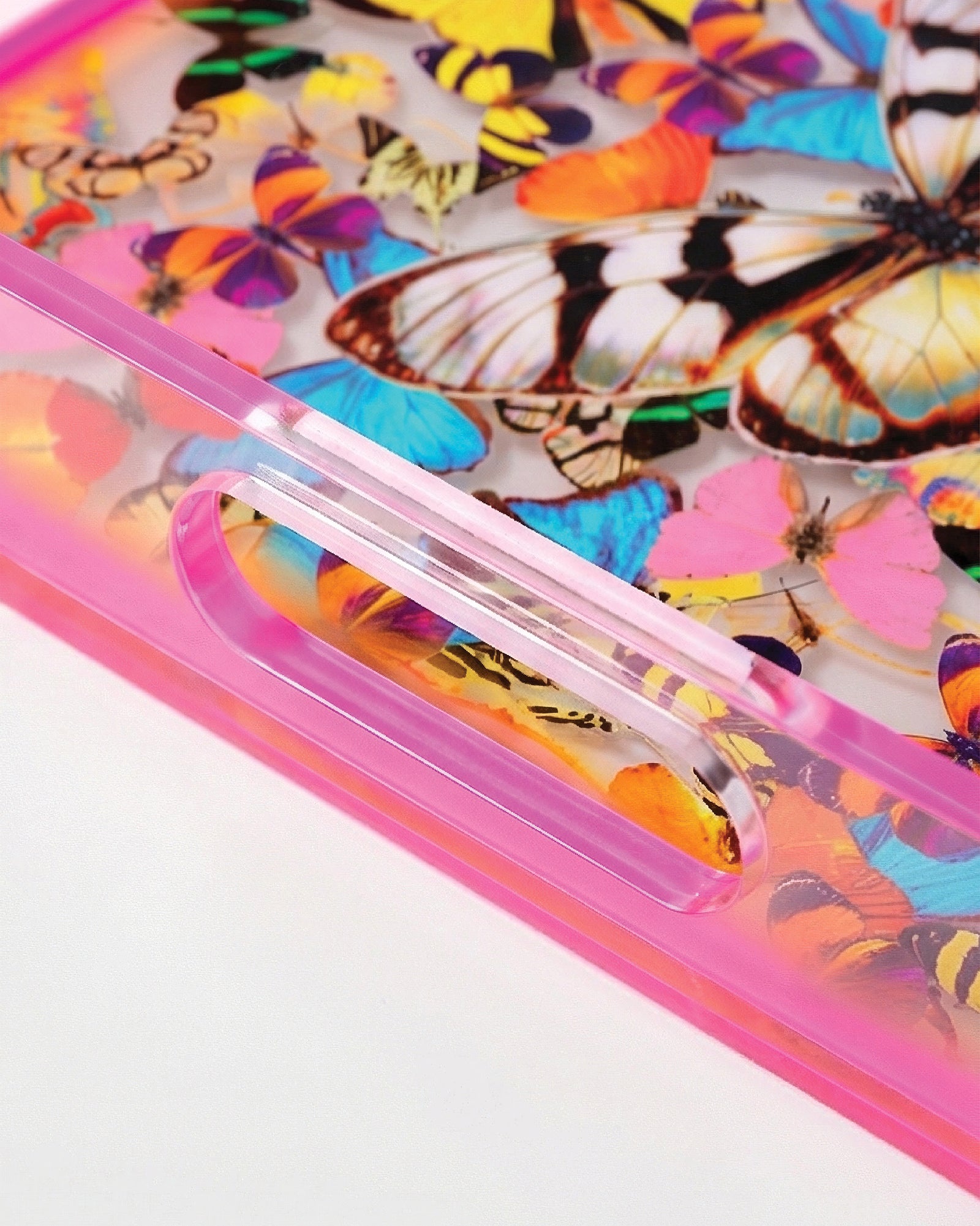 Temptations Garden by David Stesner ArtHouse — multicolor purple square acrylic trays, side angle