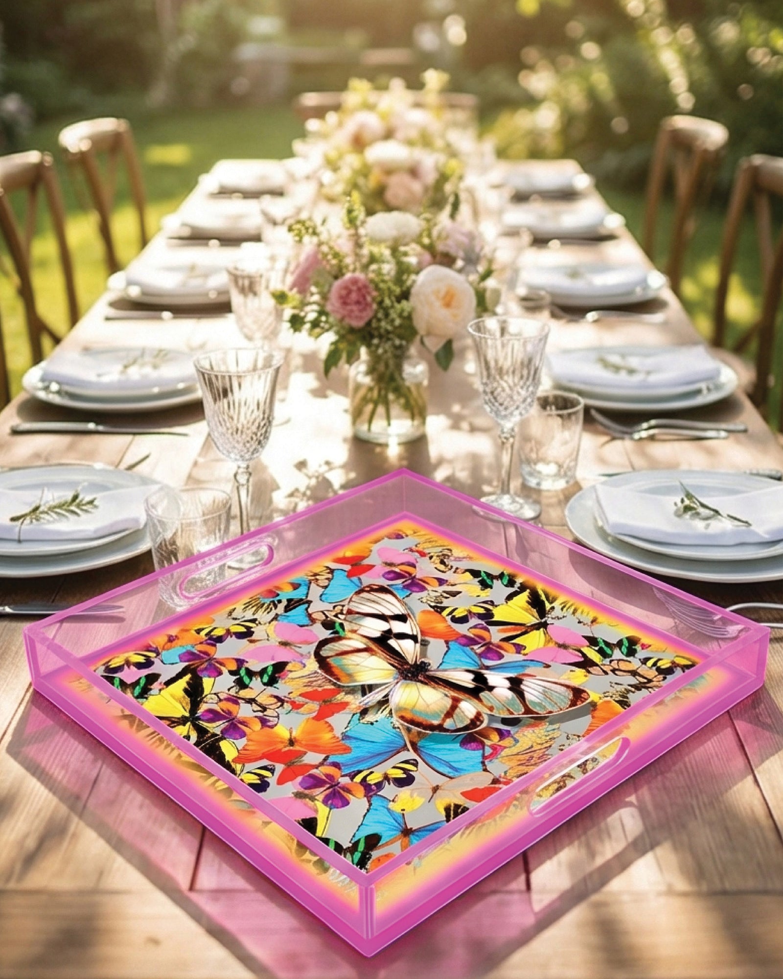 Temptations Garden Square Acrylic Tray | David Stesner