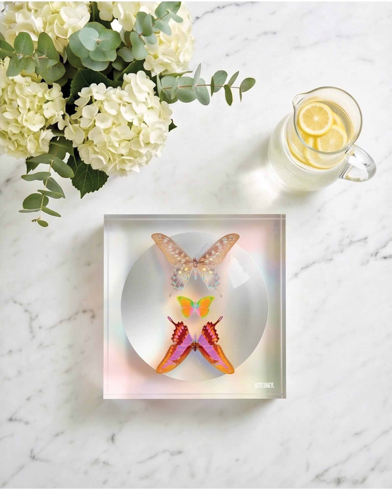 Trinity Pastel — acrylic jewelry dish by David Stesner ArtHouse — lifestyle view