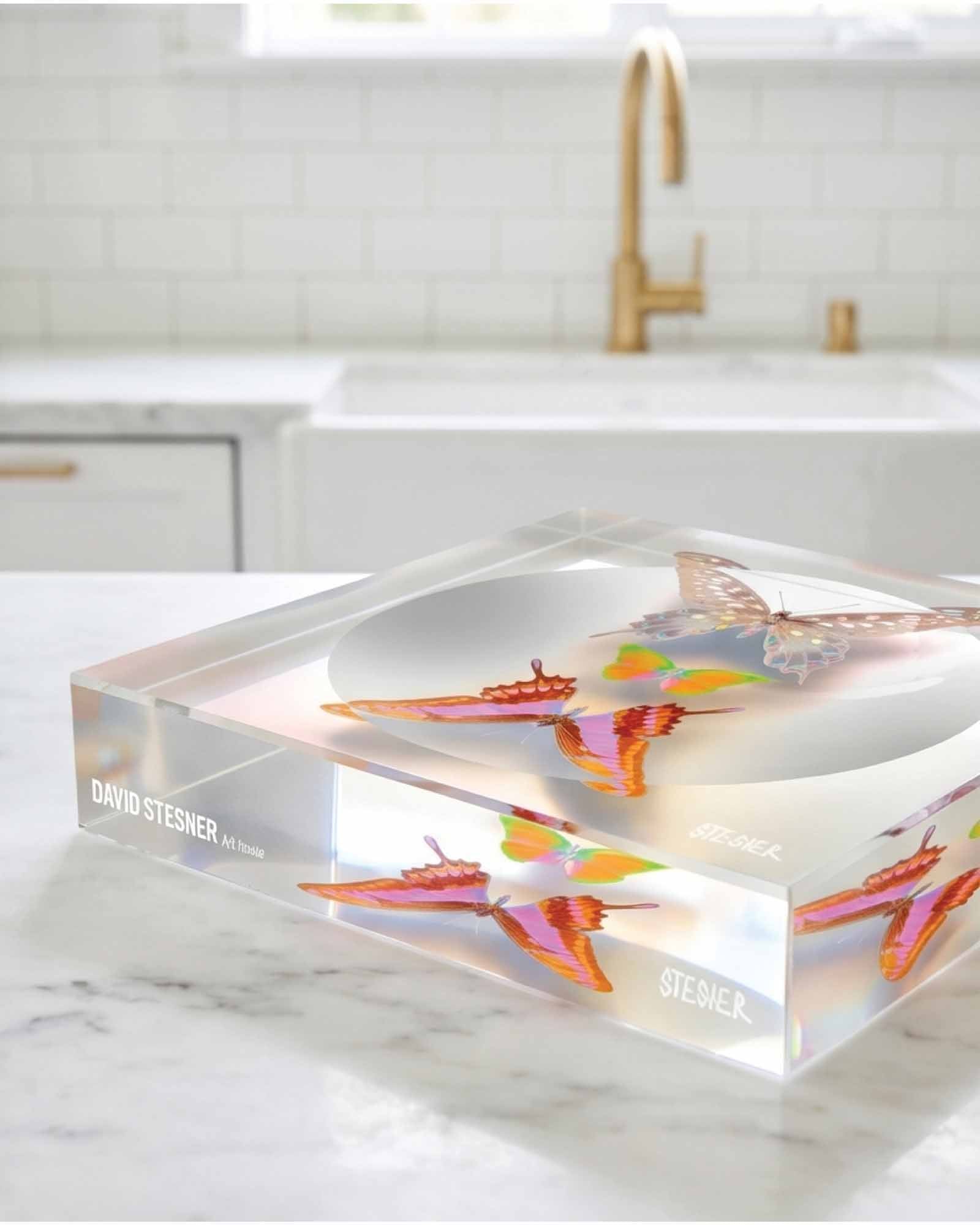 Trinity Pastel — acrylic jewelry dish by David Stesner ArtHouse — flat lay