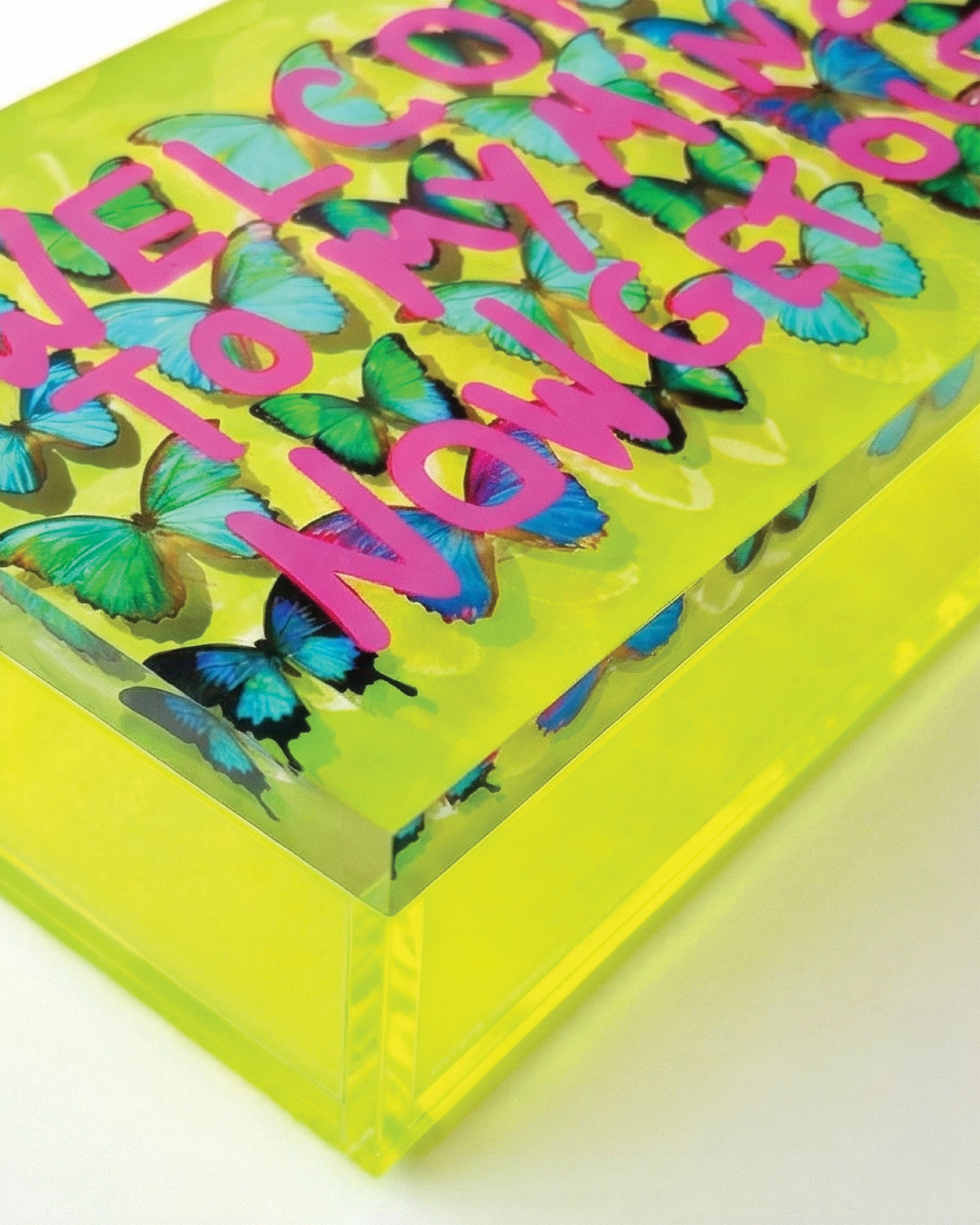 Welcome to My Mind — Neon Yellow Keepsake Box — acrylic keepsake box by David Stesner ArtHouse — view 4