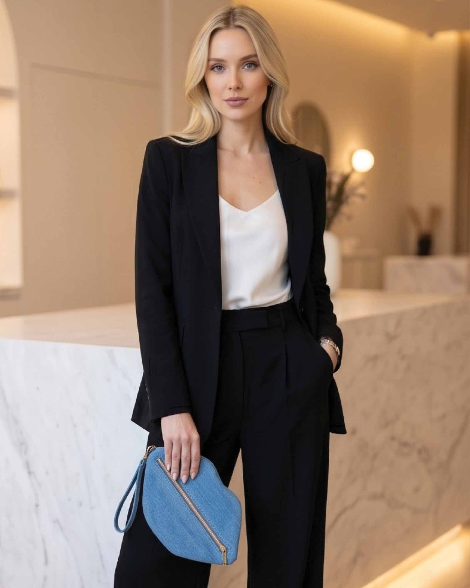 The Blake Mid Blu Denim Lip Pouch by David Stesner ArtHouse