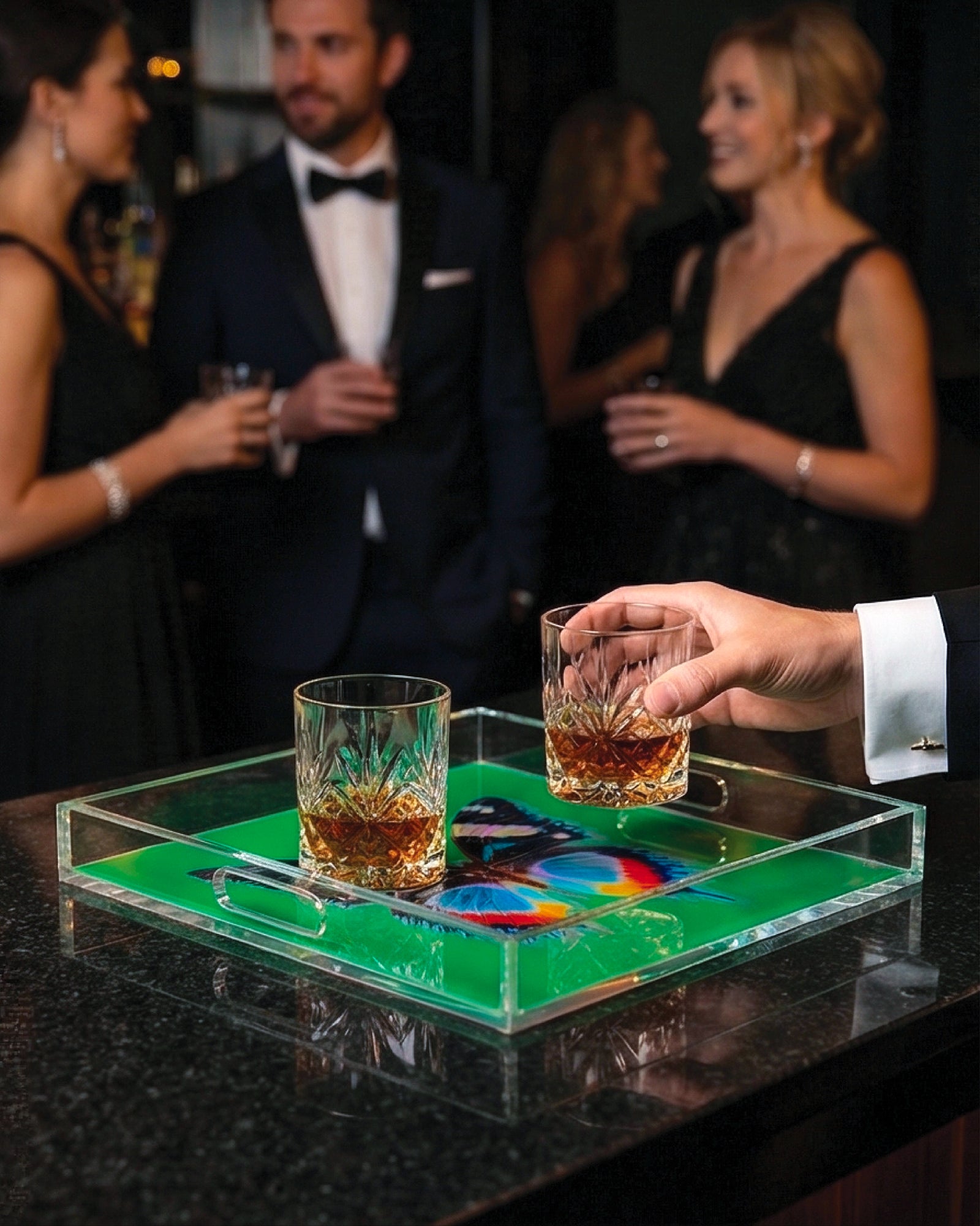 Jade Papillon Square Acrylic Tray | David Stesner ArtHouse